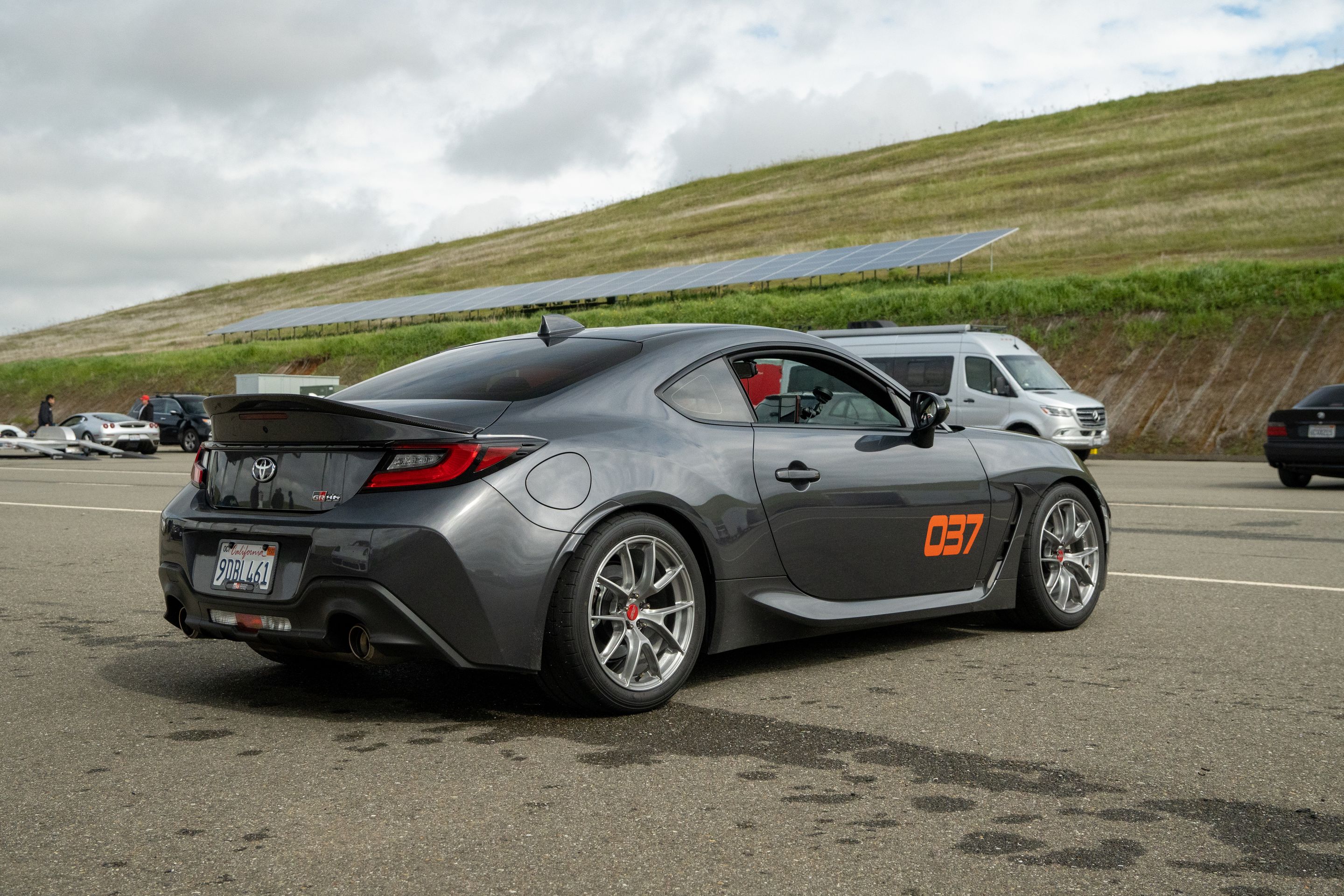 Grey Toyota GR86 with 17" VS-5RS Apex wheels in Brushed Clear