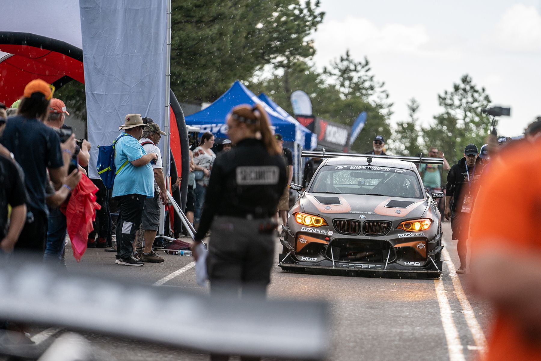 Grey BMW F87 M2 with 18" FL-5 Apex wheels in Satin Black