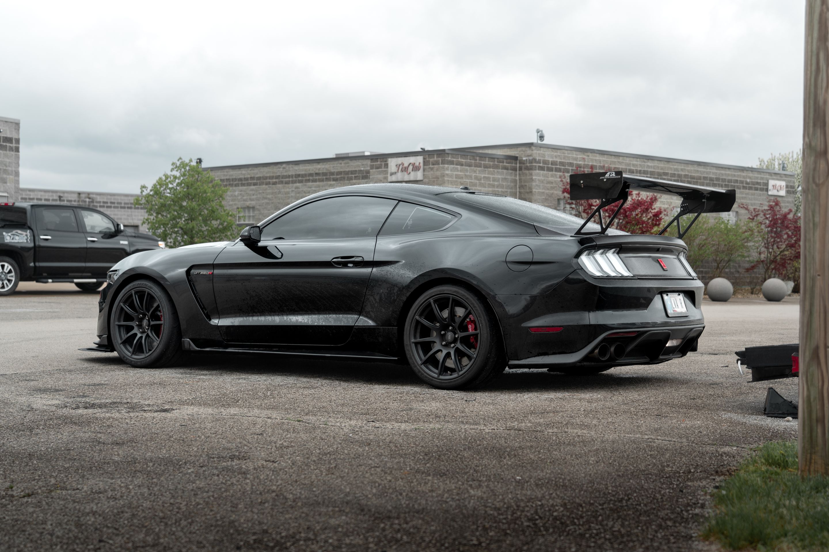 Black Ford S550 Mustang GT350R with 19" SM-10 Apex wheels in Satin Black