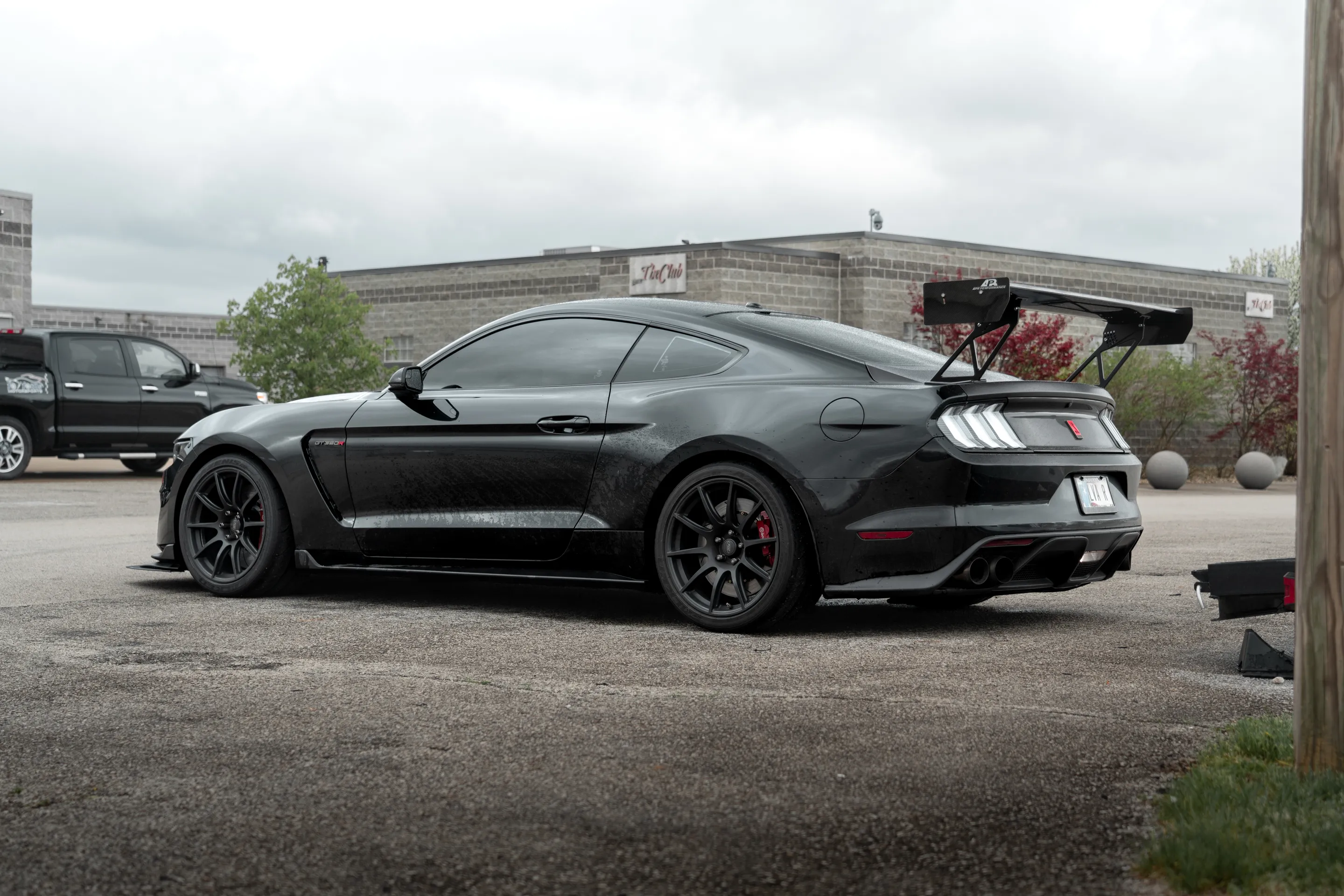 Black Ford S550 Mustang GT350R with 19" SM-10 Apex wheels in Satin Black