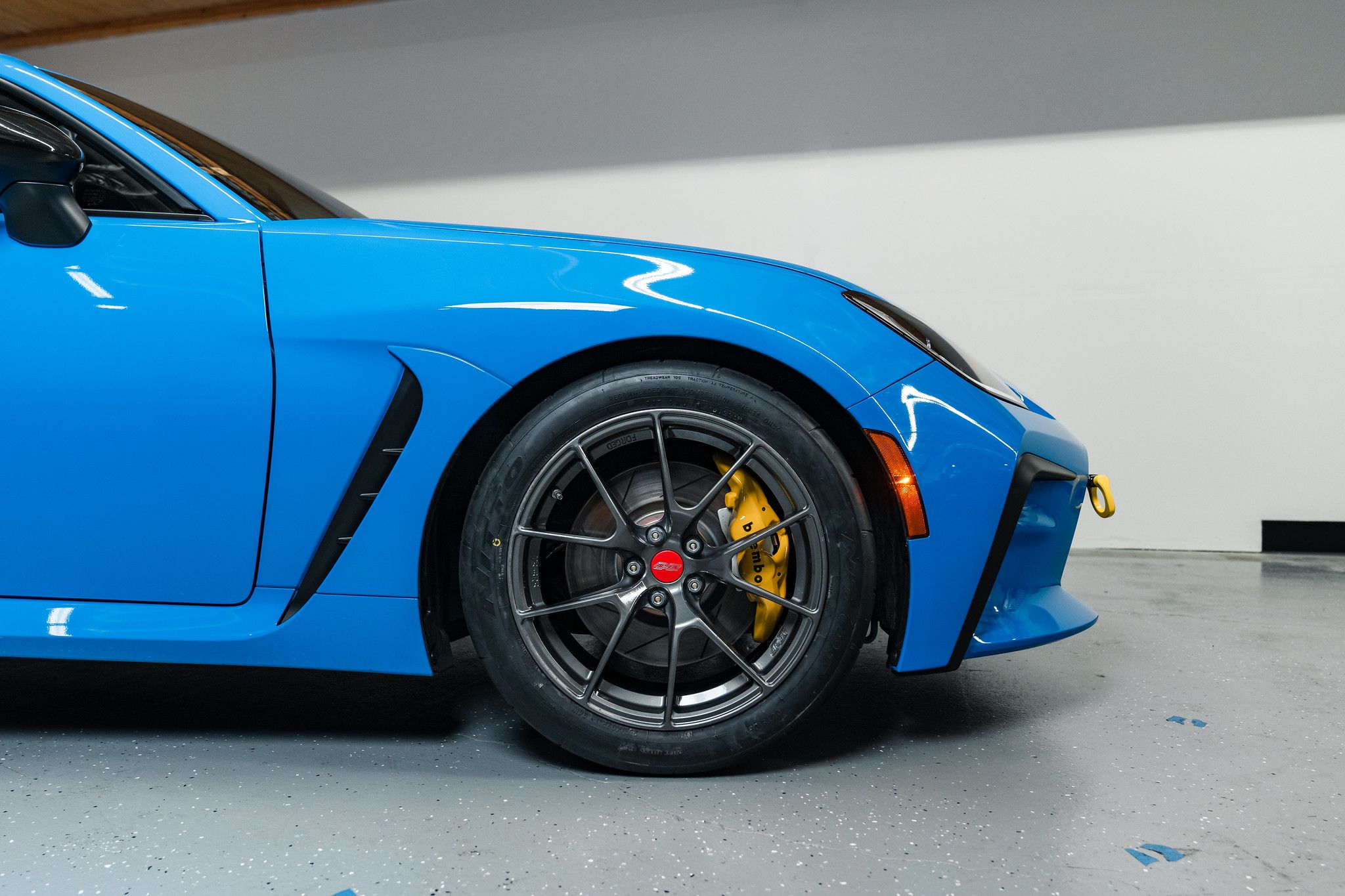 Blue Toyota GR86 with 17" VS-5RS Apex wheels in Anthracite