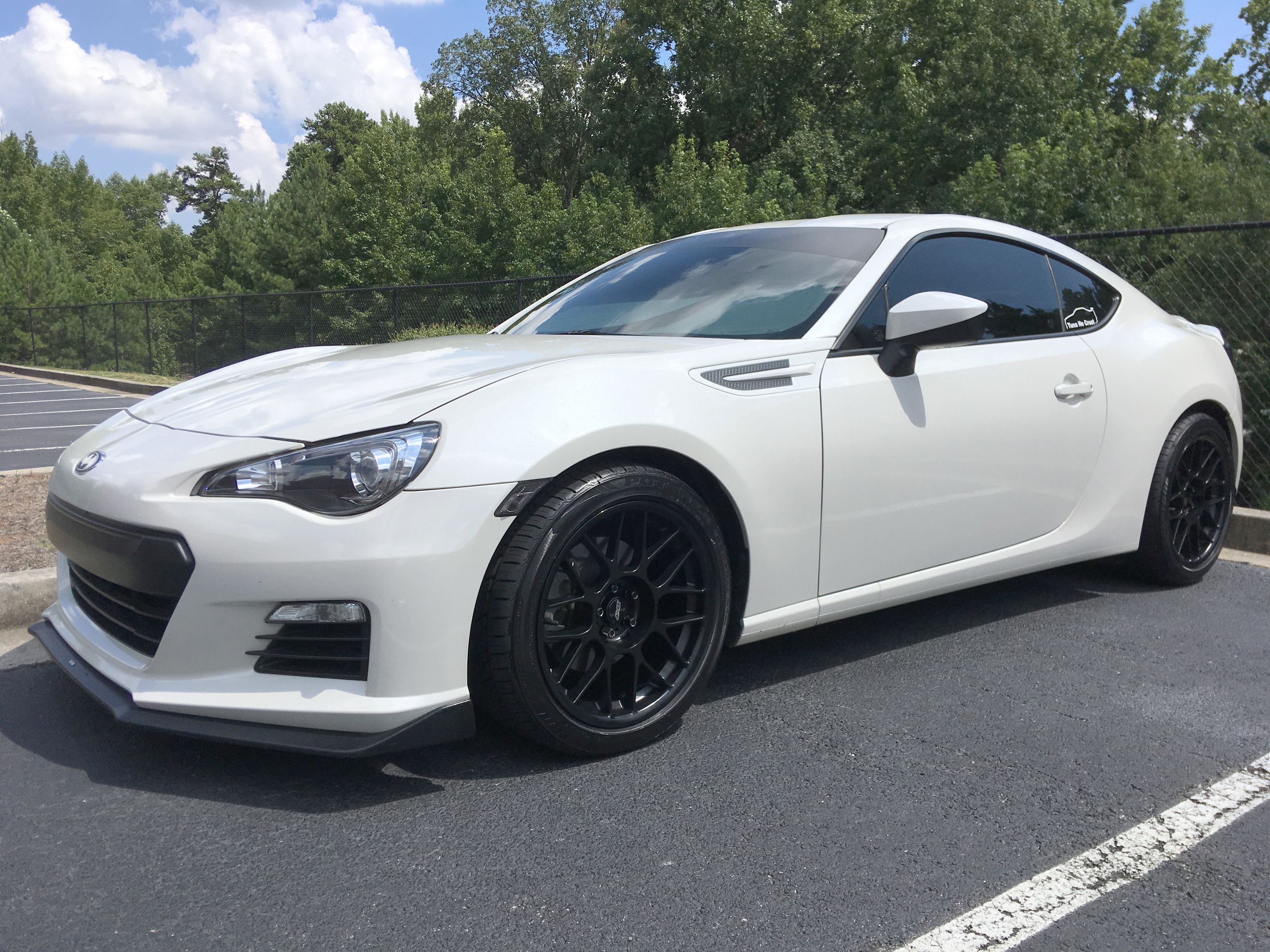 White Subaru ZC6 / Gen 1 BRZ with 17" ARC-8 Apex wheels in Satin Black