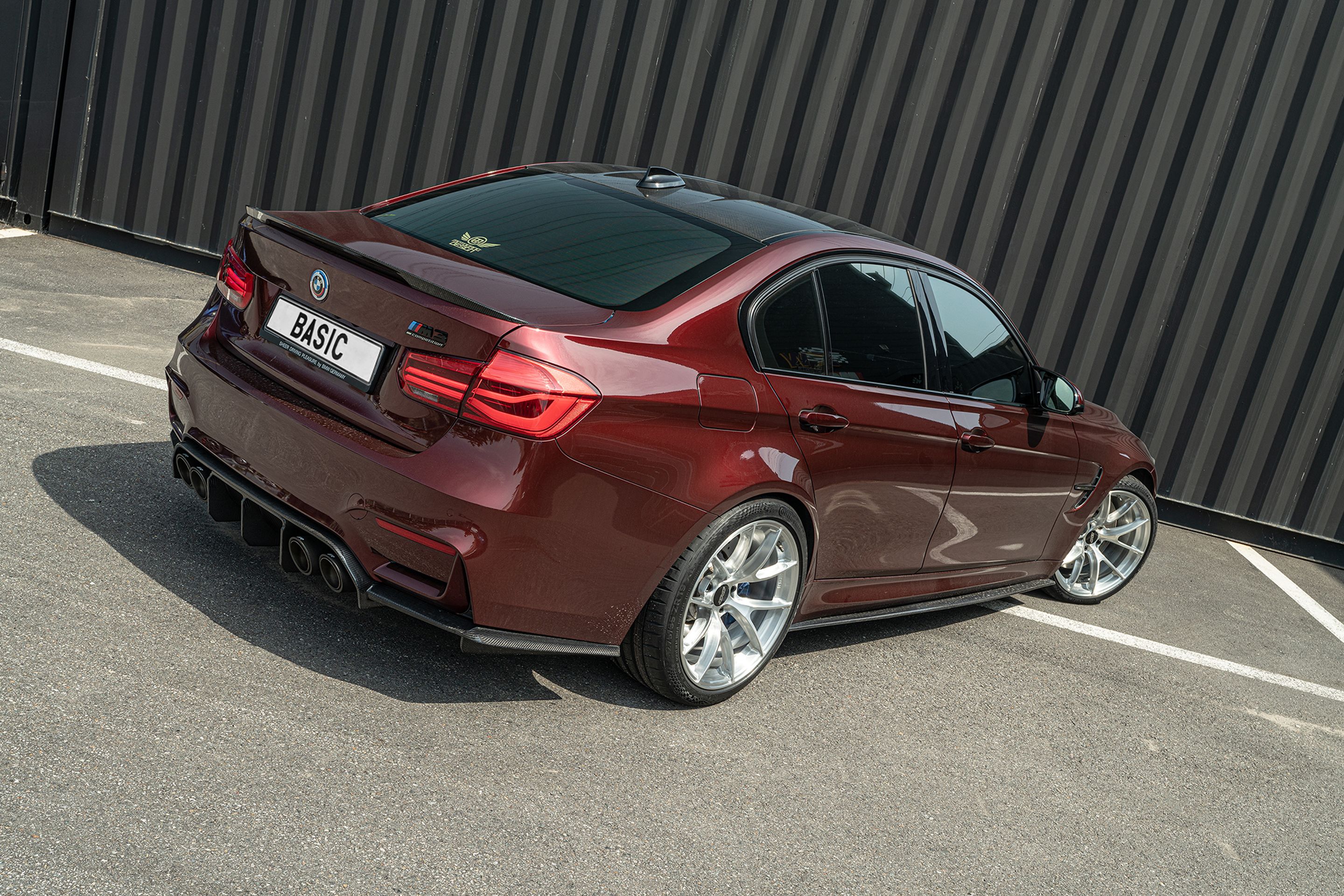 Red BMW F80 M3 with 19" VS-5RS Apex wheels in Brushed Clear