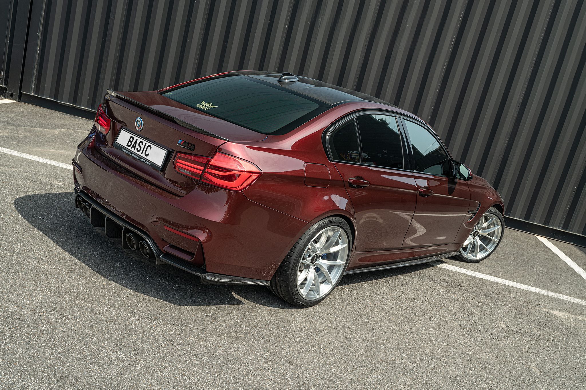 Red BMW F80 M3 with 19" VS-5RS Apex wheels in Brushed Clear