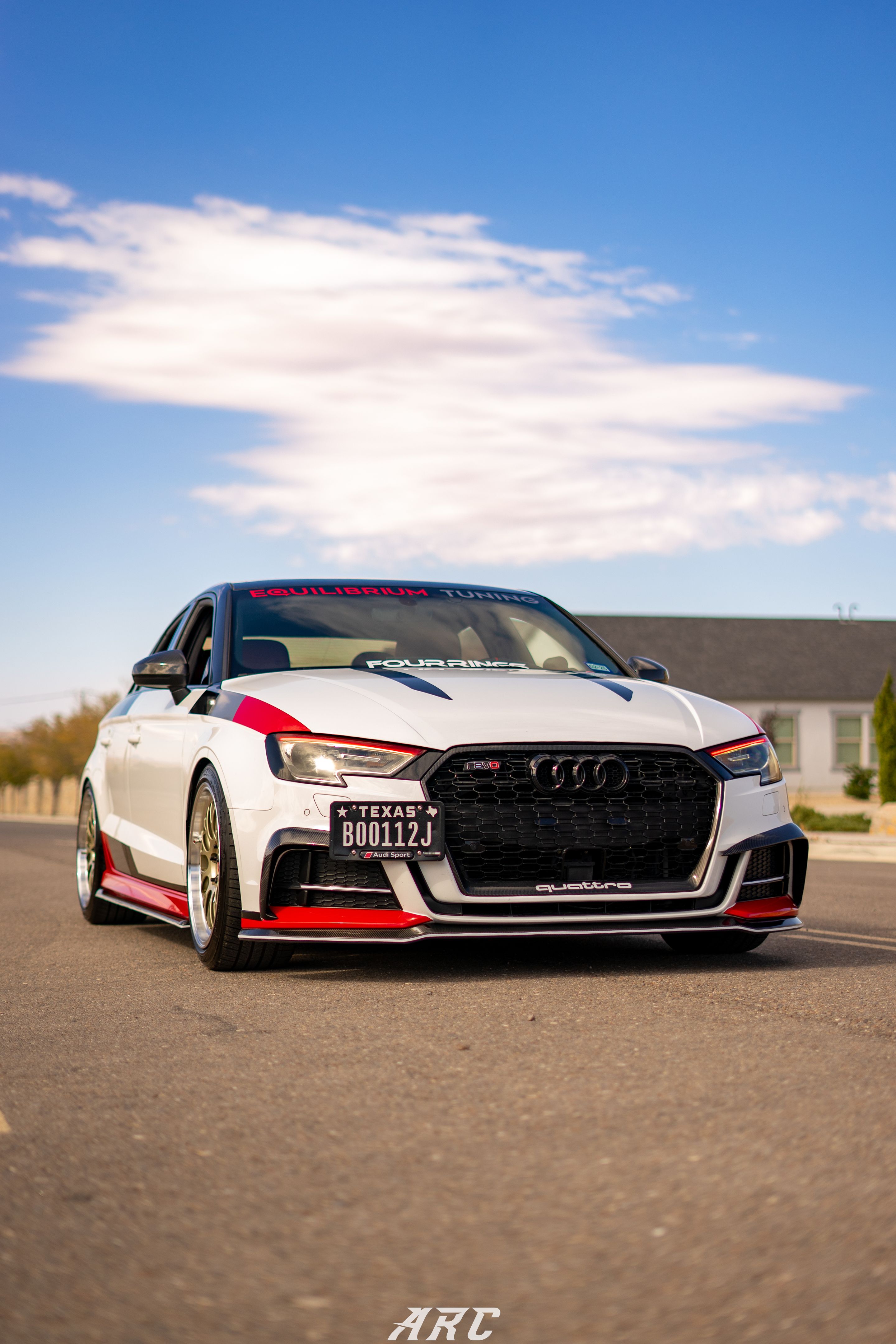 Race Livery Audi 8V A3 with 18" ML-10RT Apex wheels in Machined Lip Gloss Motorsport Gold