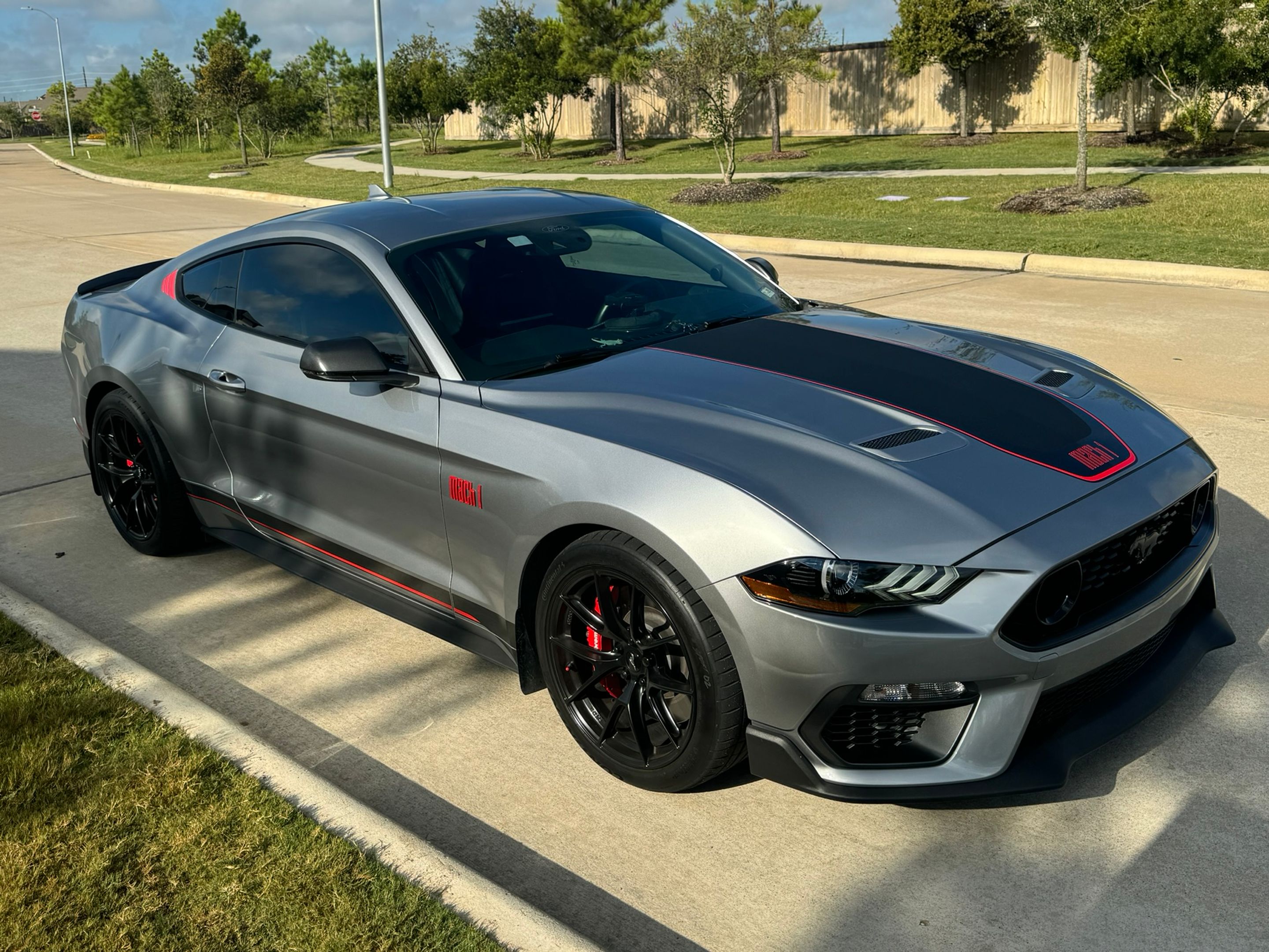 Silver Ford S550 Mustang Mach 1 with 19" VS-5RS Apex wheels in Satin Black