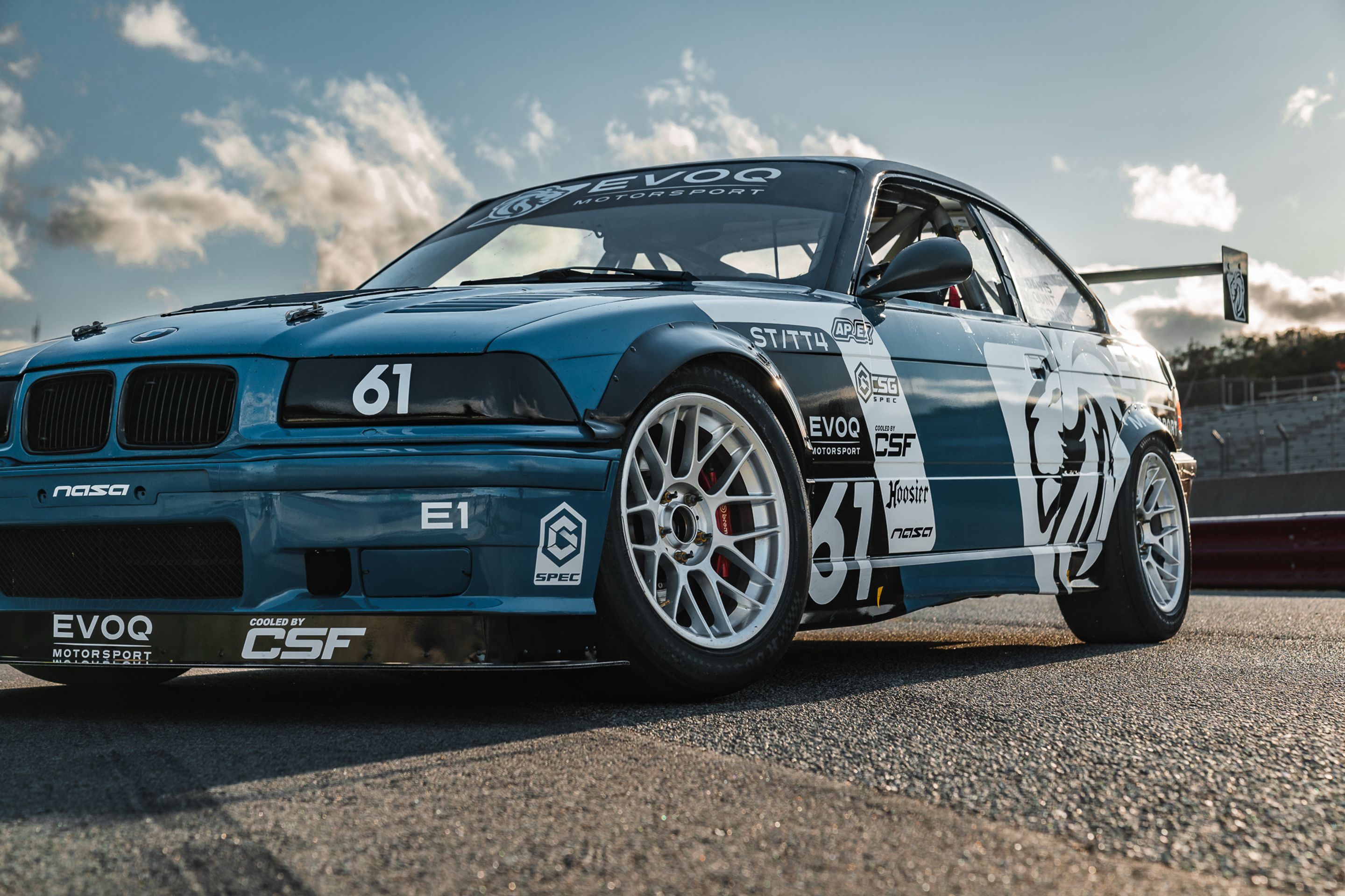 Multicolor BMW E36 3 Series with 17" ARC-8 Apex wheels in Hyper Silver