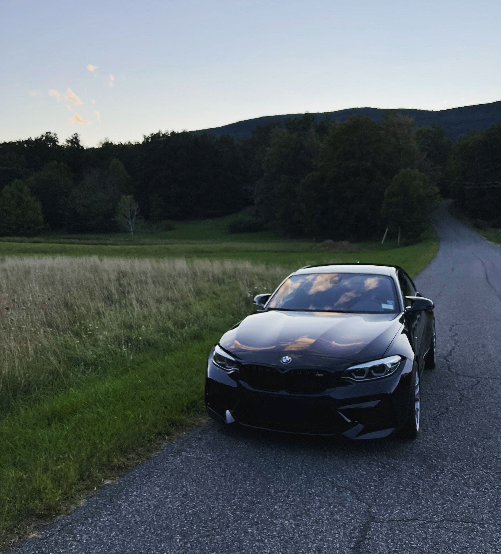 Black BMW F87 M2 with 19" EC-7 Apex wheels in Race Silver