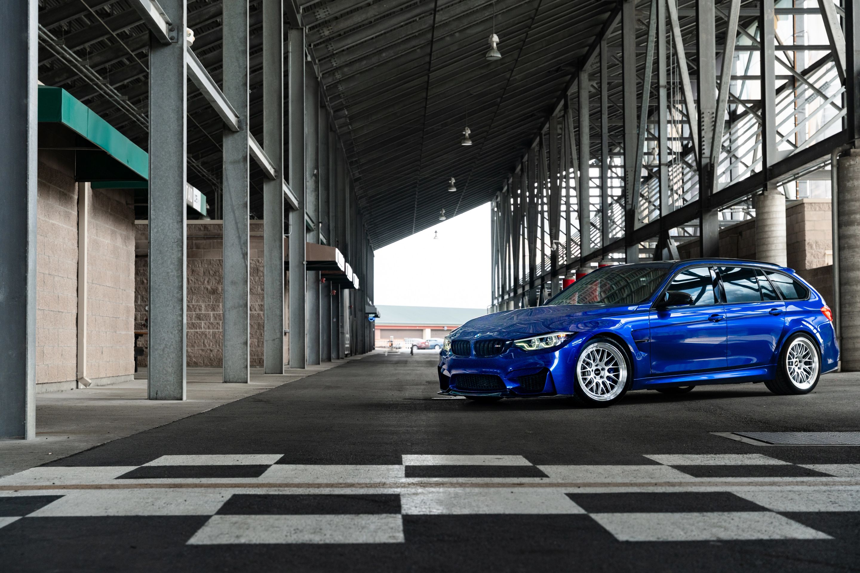 Blue BMW F80 M3 with 19" ML-10RT Apex wheels in Machined Lip Race Silver