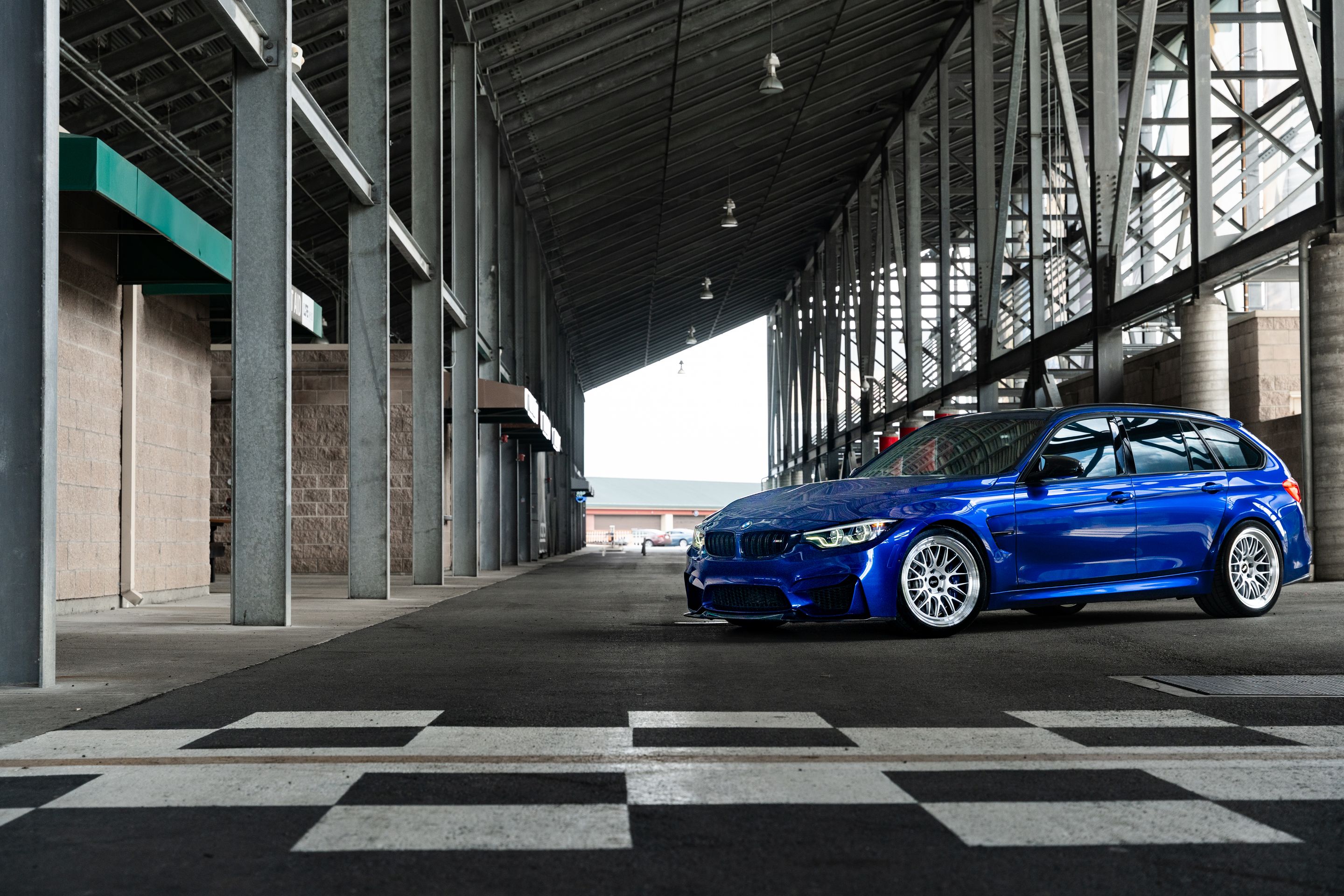 Blue BMW F80 M3 with 19" ML-10RT Apex wheels in Machined Lip Race Silver