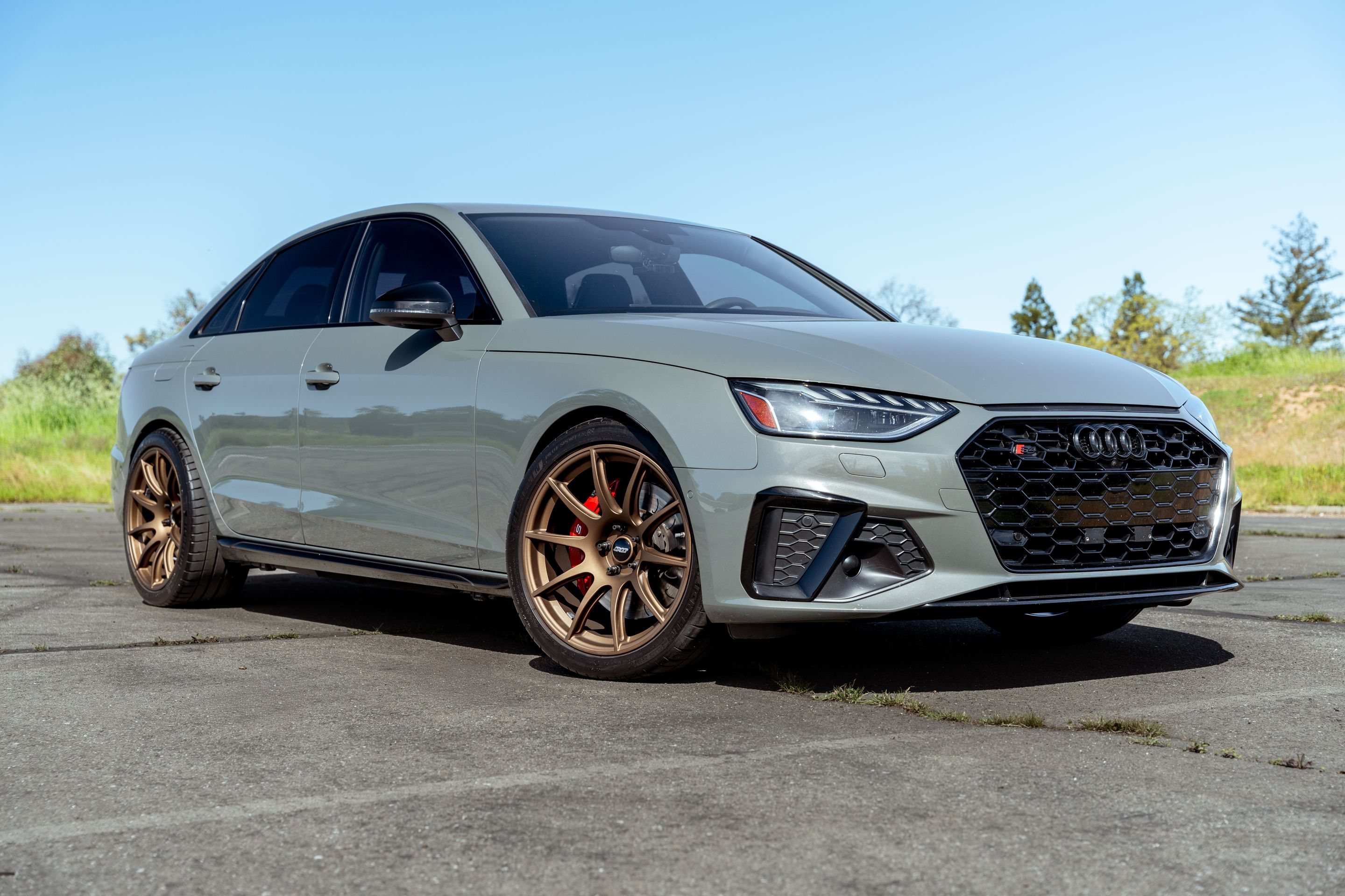 Grey Audi B9 S4 with 19" SM-10 Apex wheels in Satin Bronze