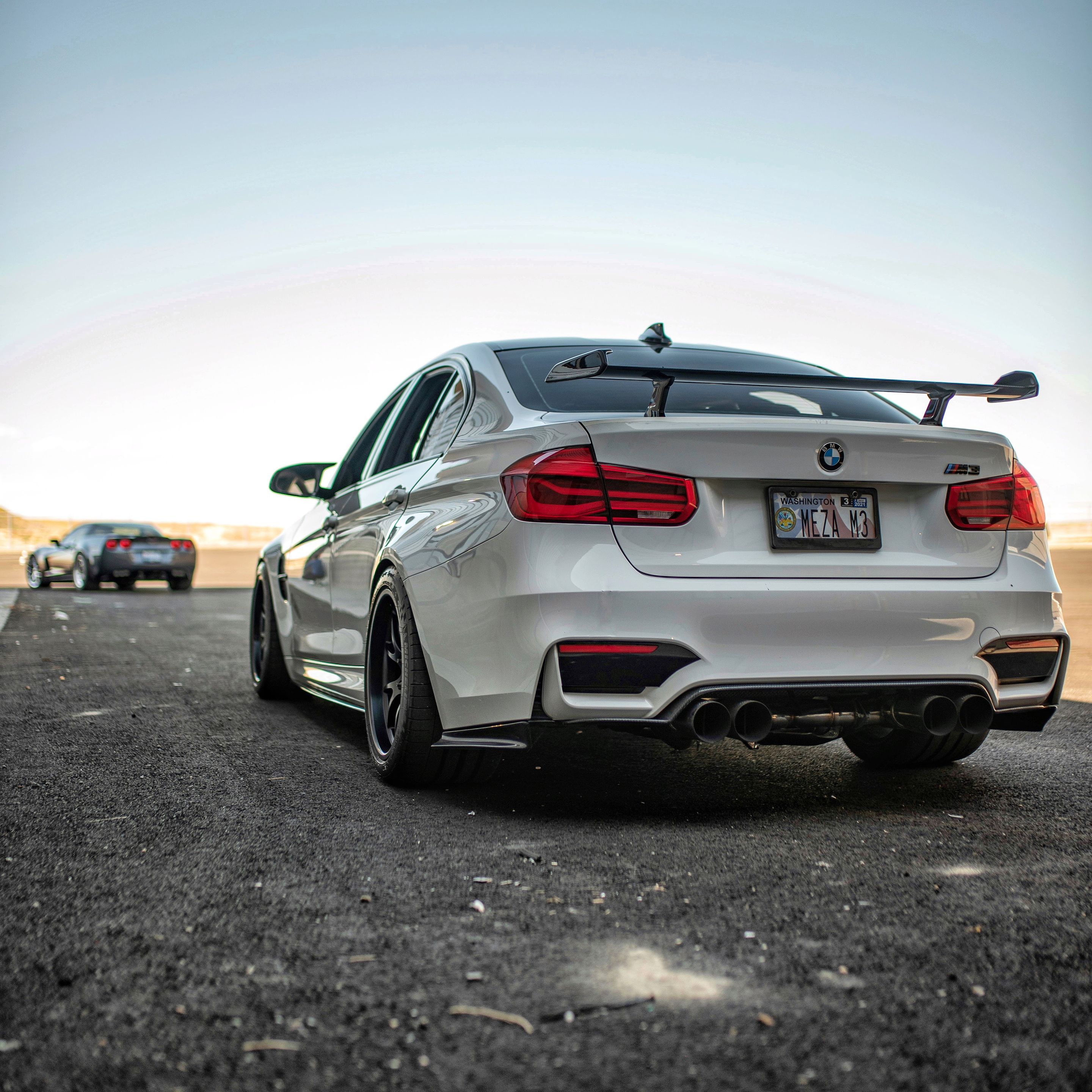 White BMW F80 M3 with 18" FL-5 Apex wheels in Satin Black