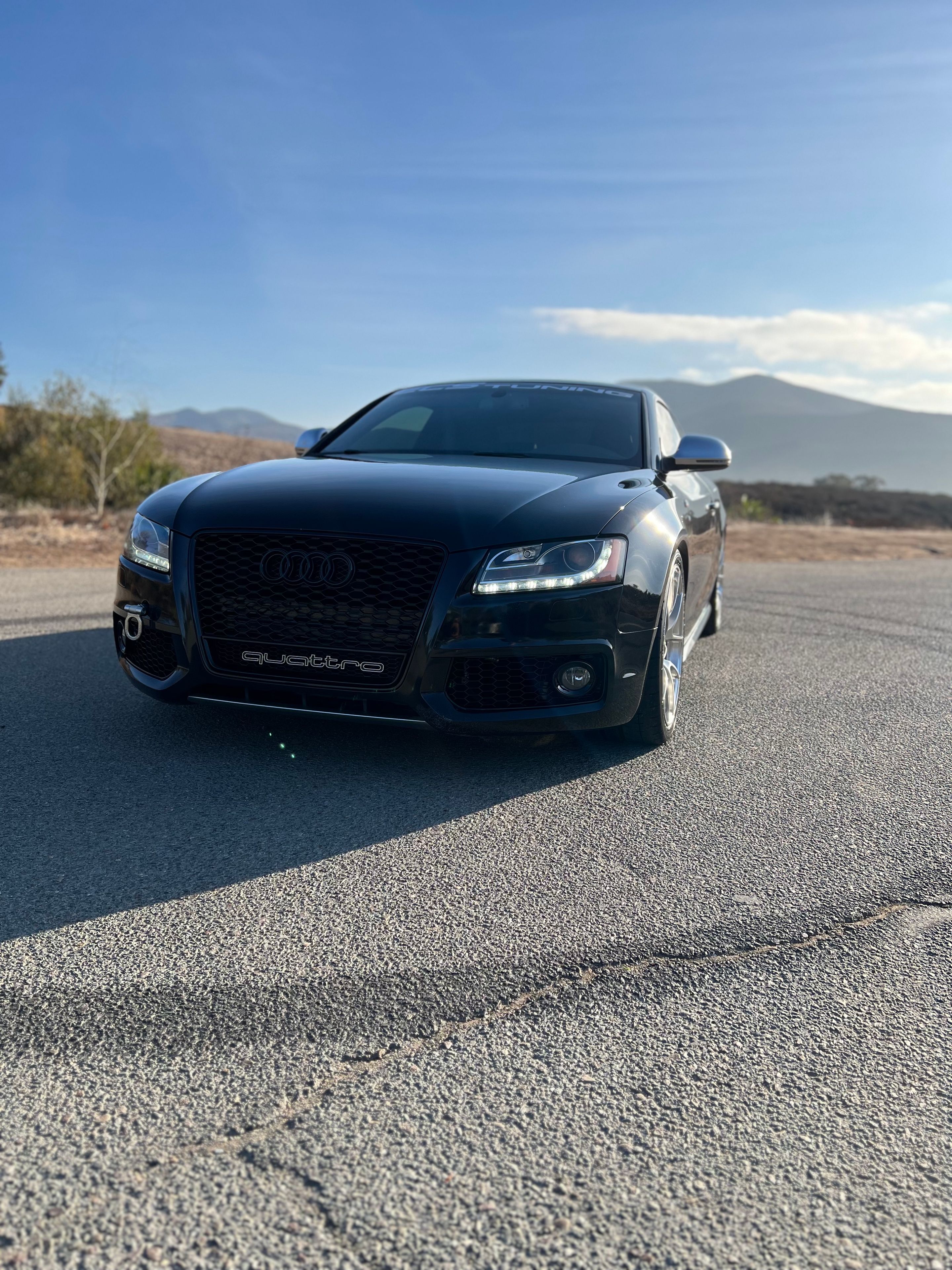 Black Audi B8 S5 with 19" VS-5RS Apex wheels in Brushed Clear