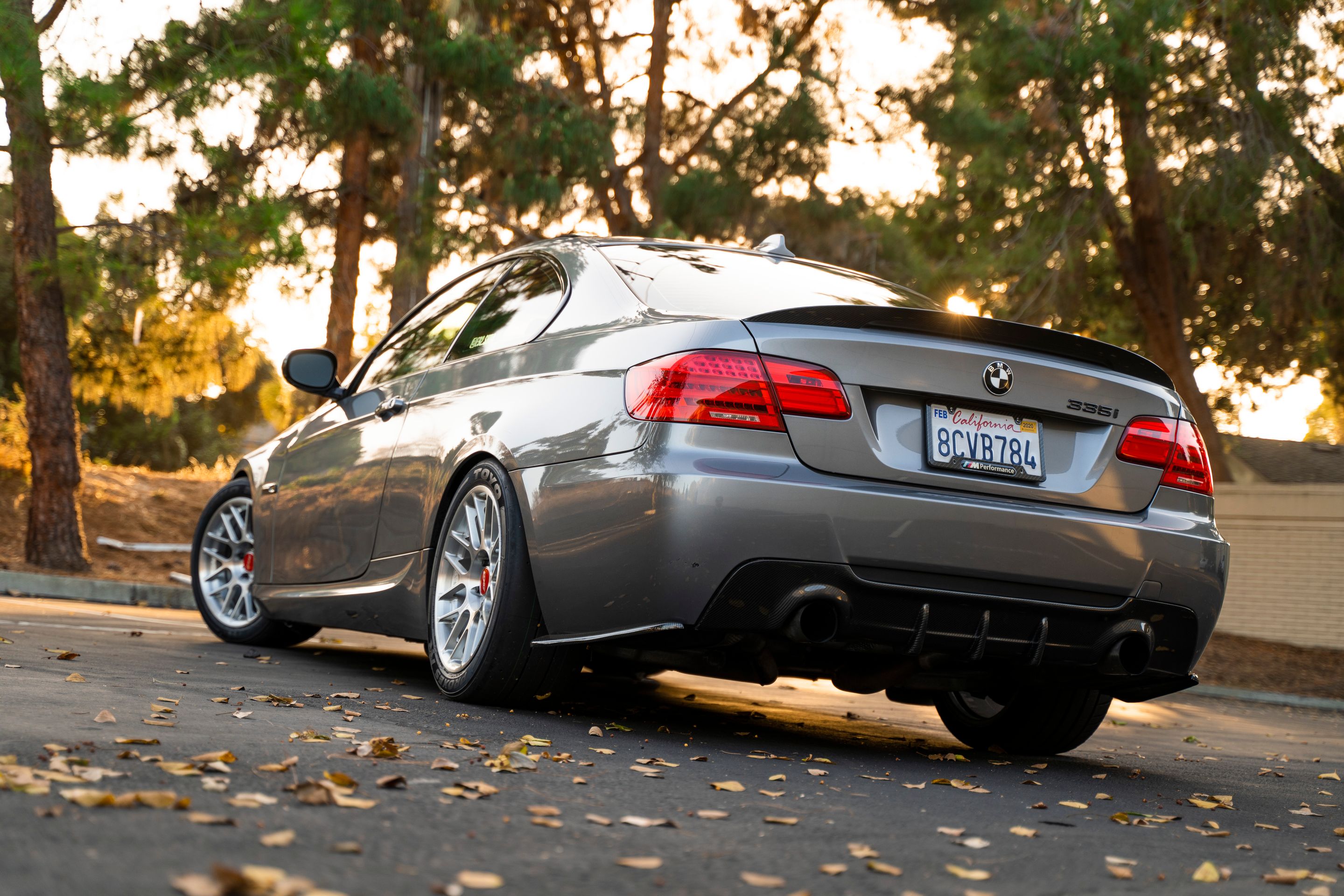 Grey BMW E92 Coupe 3 Series with 17" ARC-8R Apex wheels in Brushed Clear