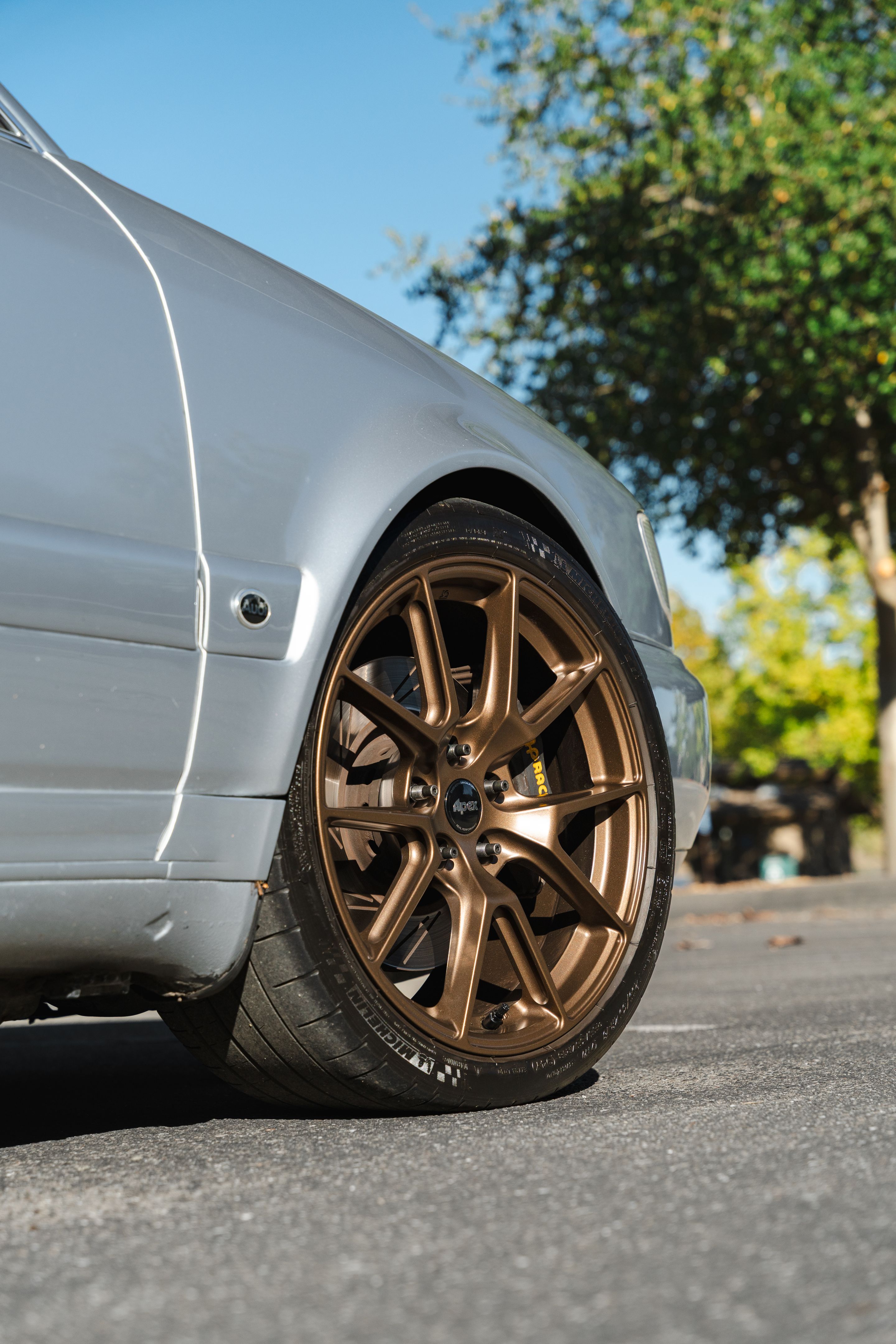 Silver Audi C4 S6 Avant/Wagon with 18" VS-5 Apex wheels in Satin Bronze
