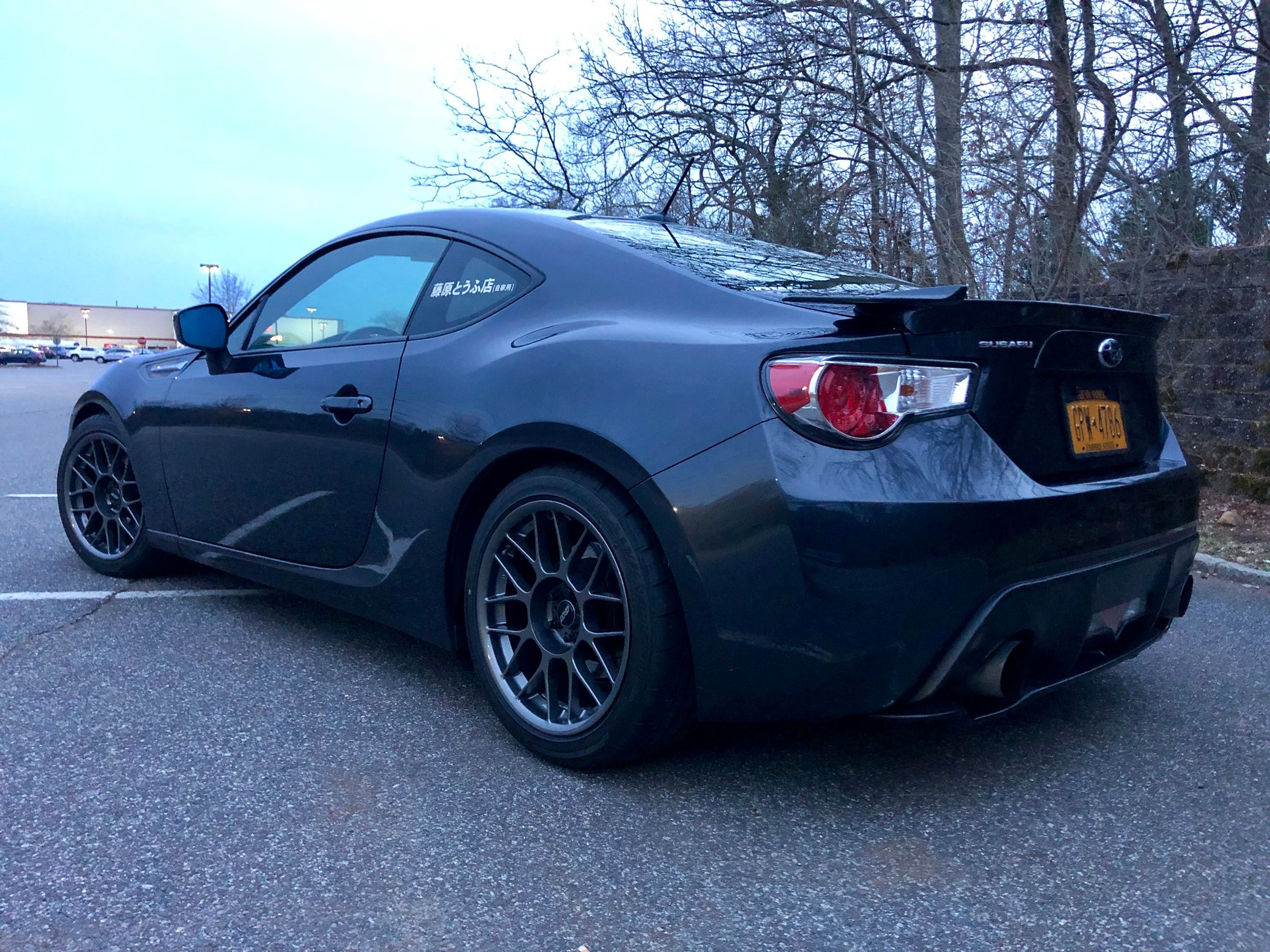 Grey Subaru ZC6 / Gen 1 BRZ with 17" ARC-8 Apex wheels in Anthracite