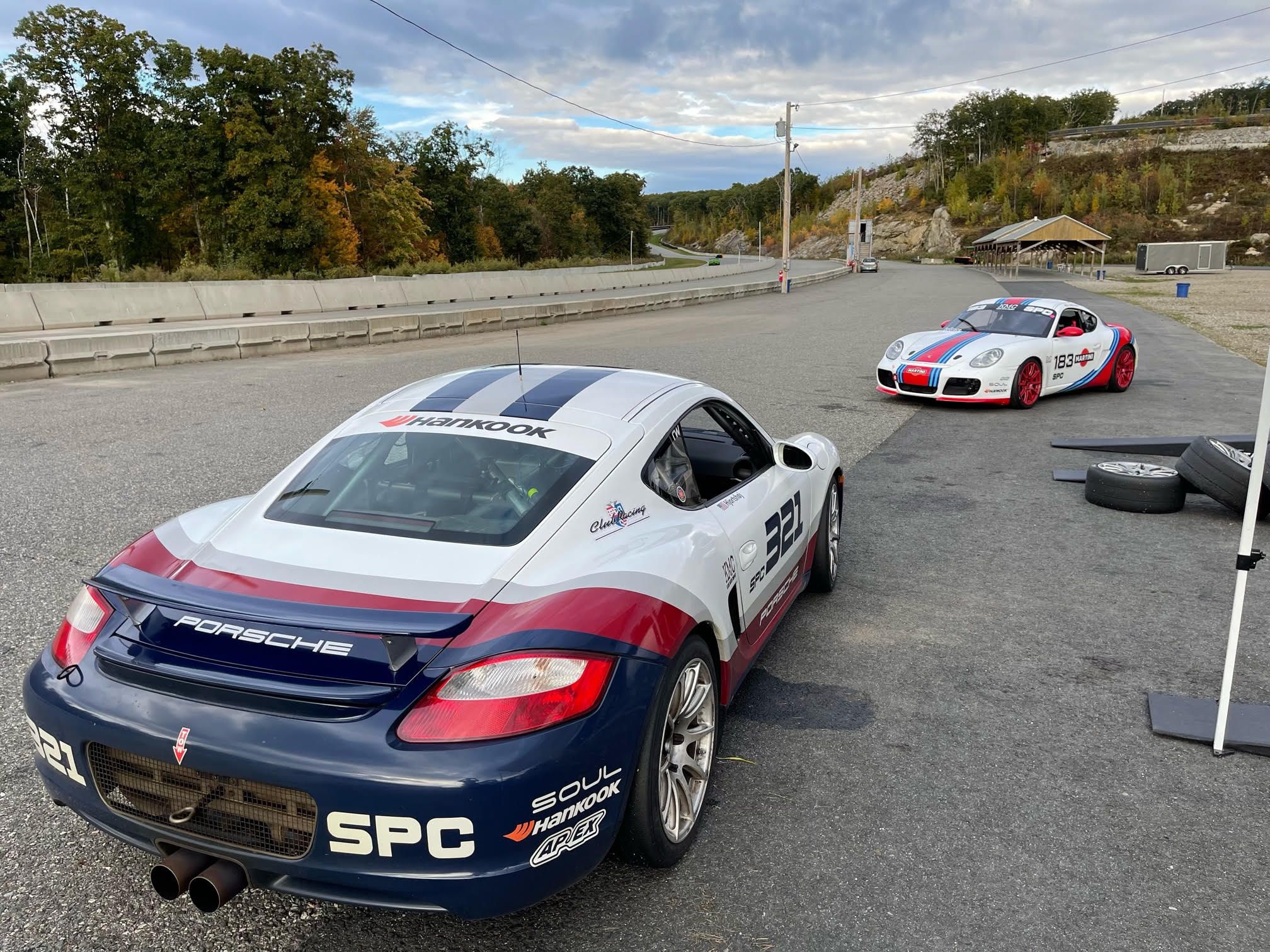 White Porsche 987 Spec Cayman (SPC) with 18" EC-7RS Apex wheels in Race Silver