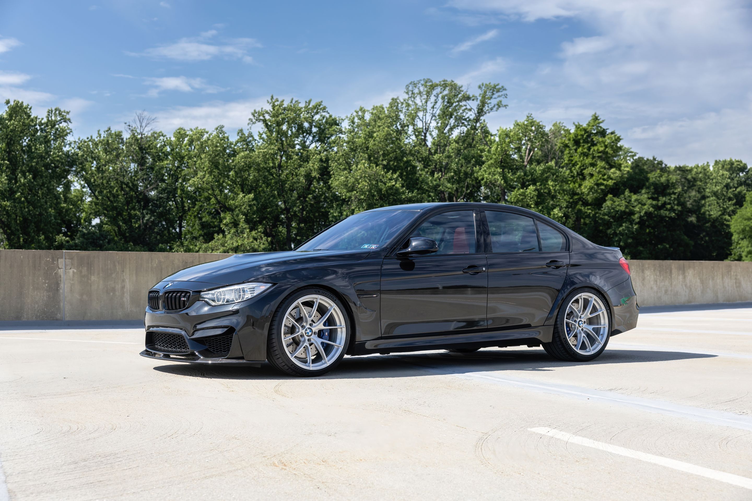 Black BMW F80 M3 with 20" VS-5RS Apex wheels in Brushed Clear