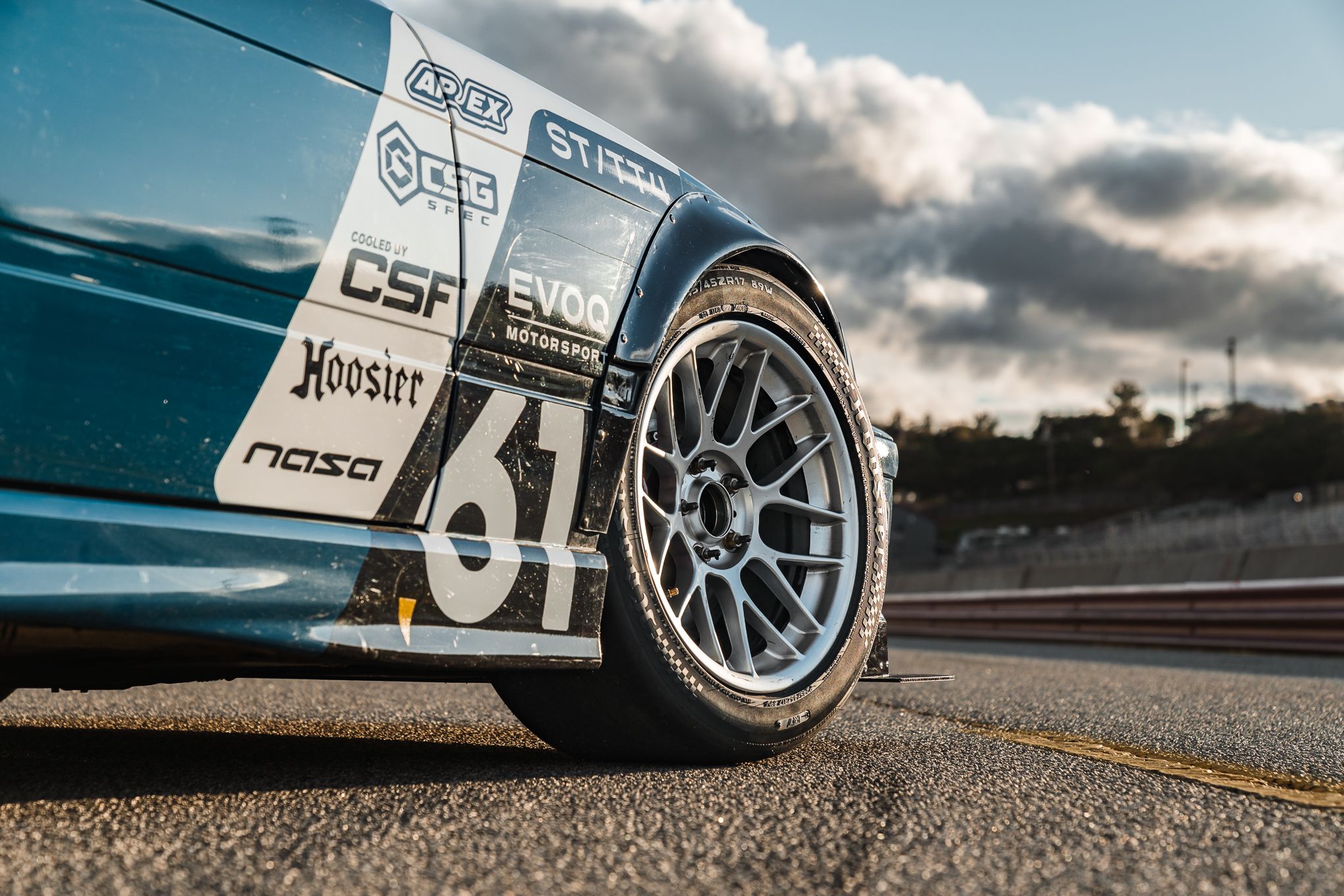 Multicolor BMW E36 3 Series with 17" ARC-8 Apex wheels in Hyper Silver