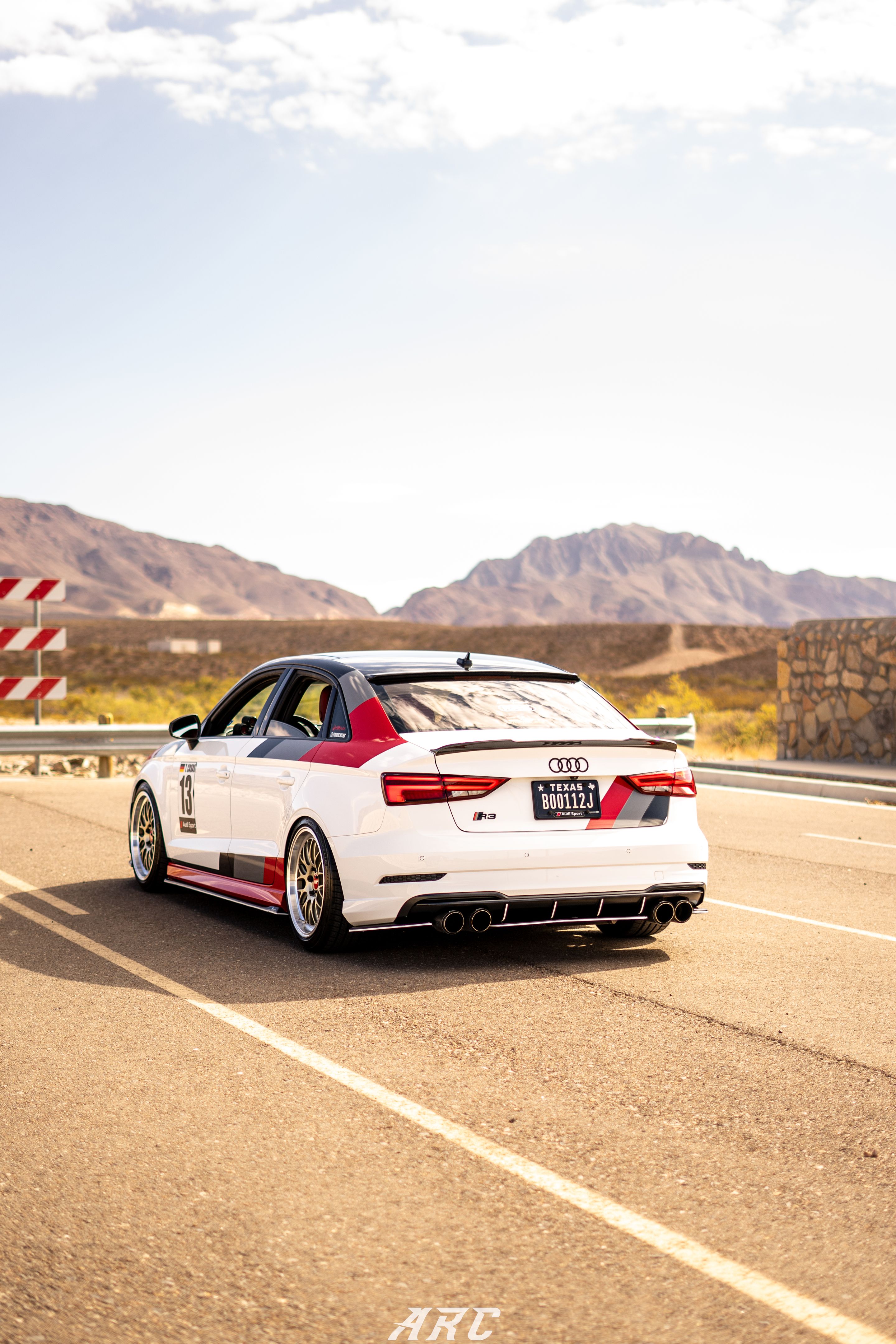 Race Livery Audi 8V A3 with 18" ML-10RT Apex wheels in Machined Lip Gloss Motorsport Gold