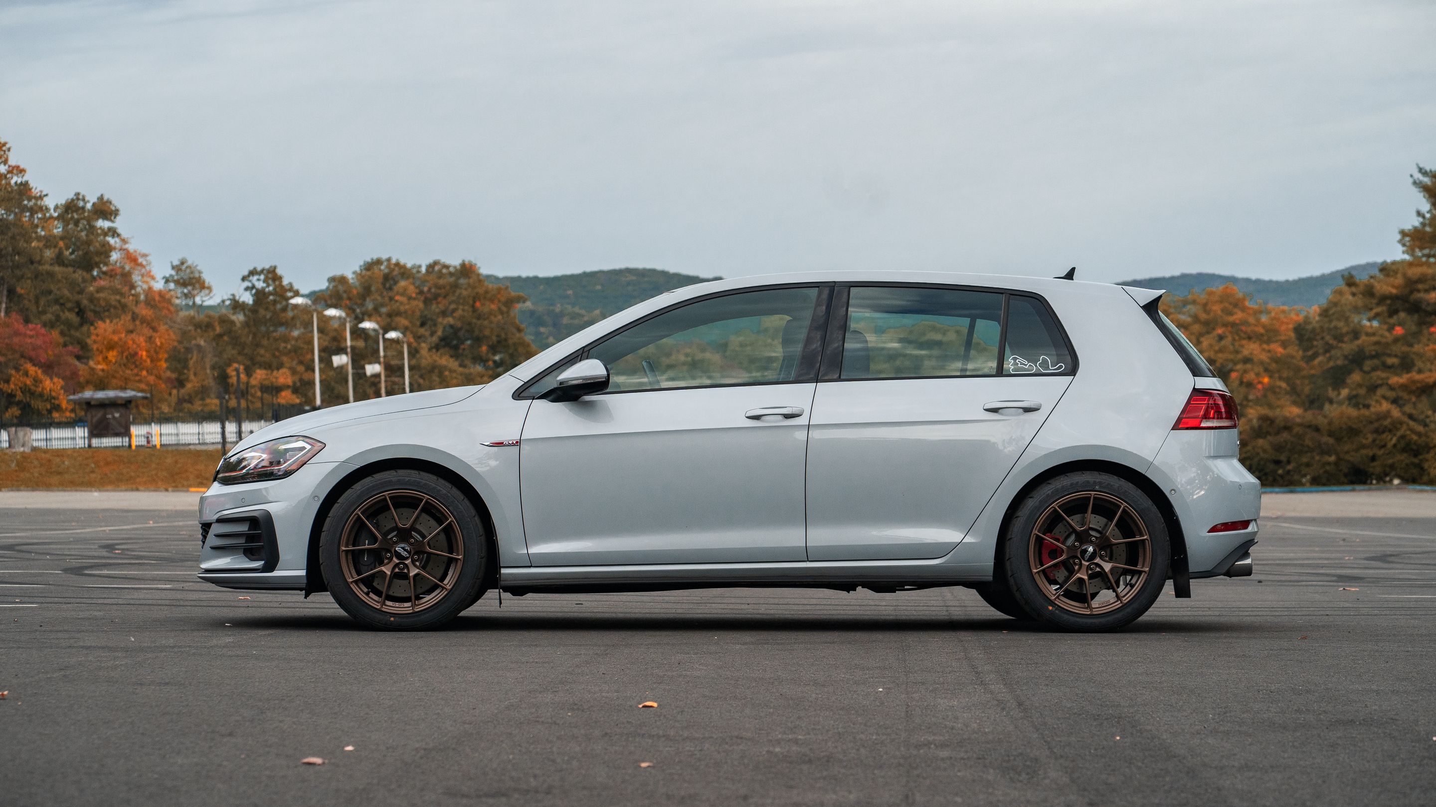 Grey VW MK7 GTI with 17" VS-5RS Apex wheels in Satin Bronze