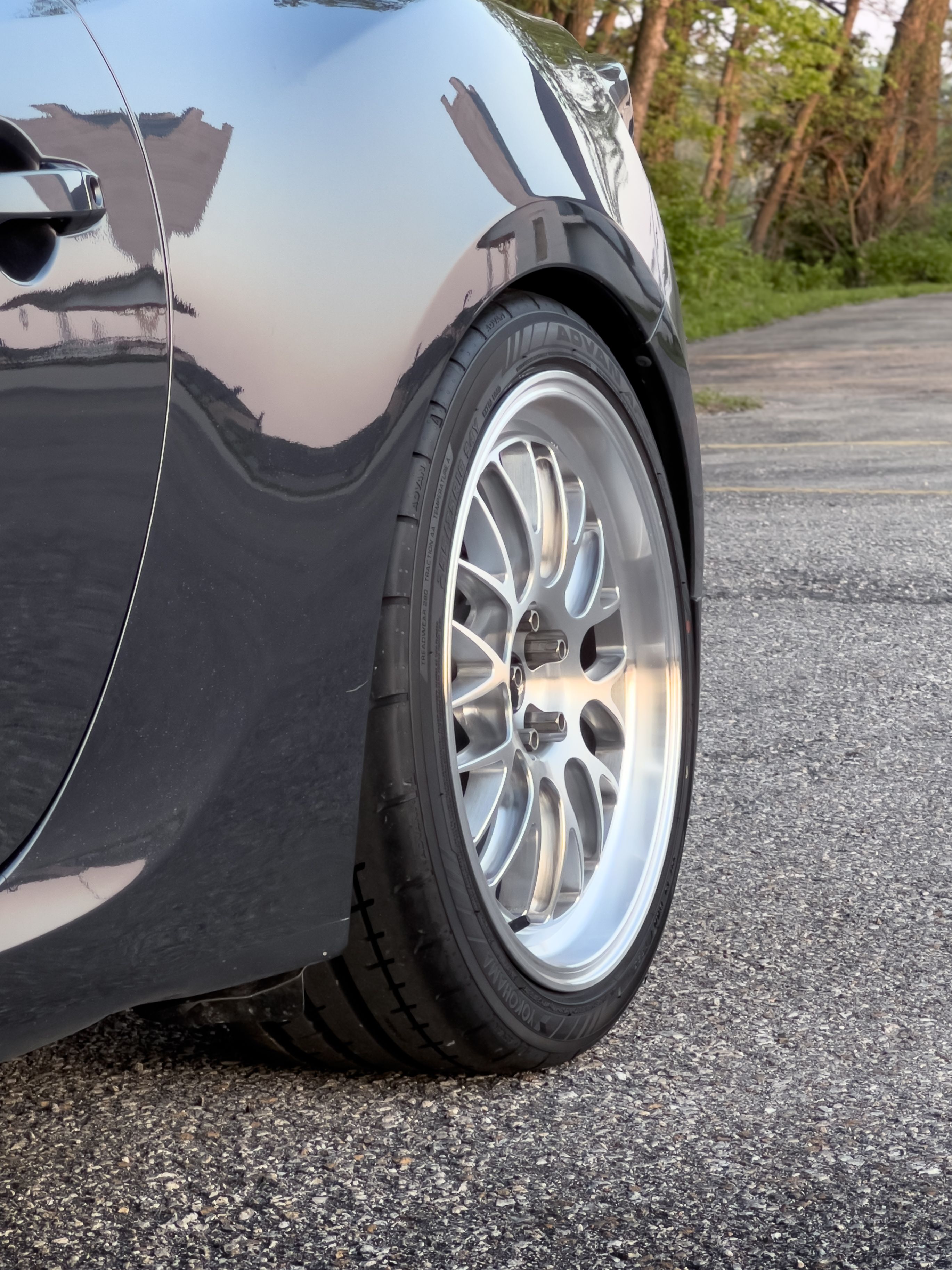 Grey Scion FR-S with 18" ML-10RT Apex wheels in Machined Lip Brushed Clear
