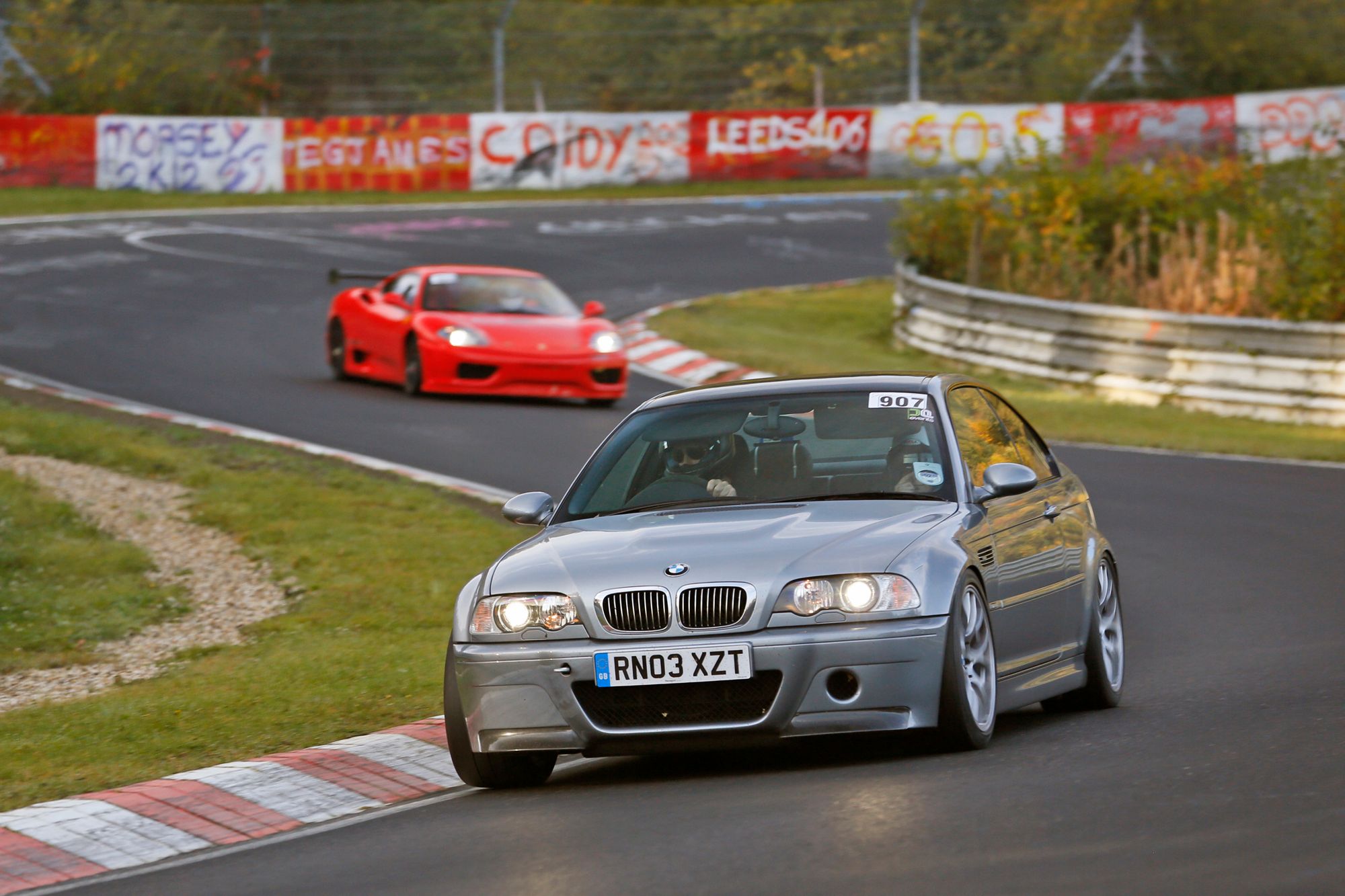 Silver BMW E46 M3 with 18" EC-7 Apex wheels in Race Silver