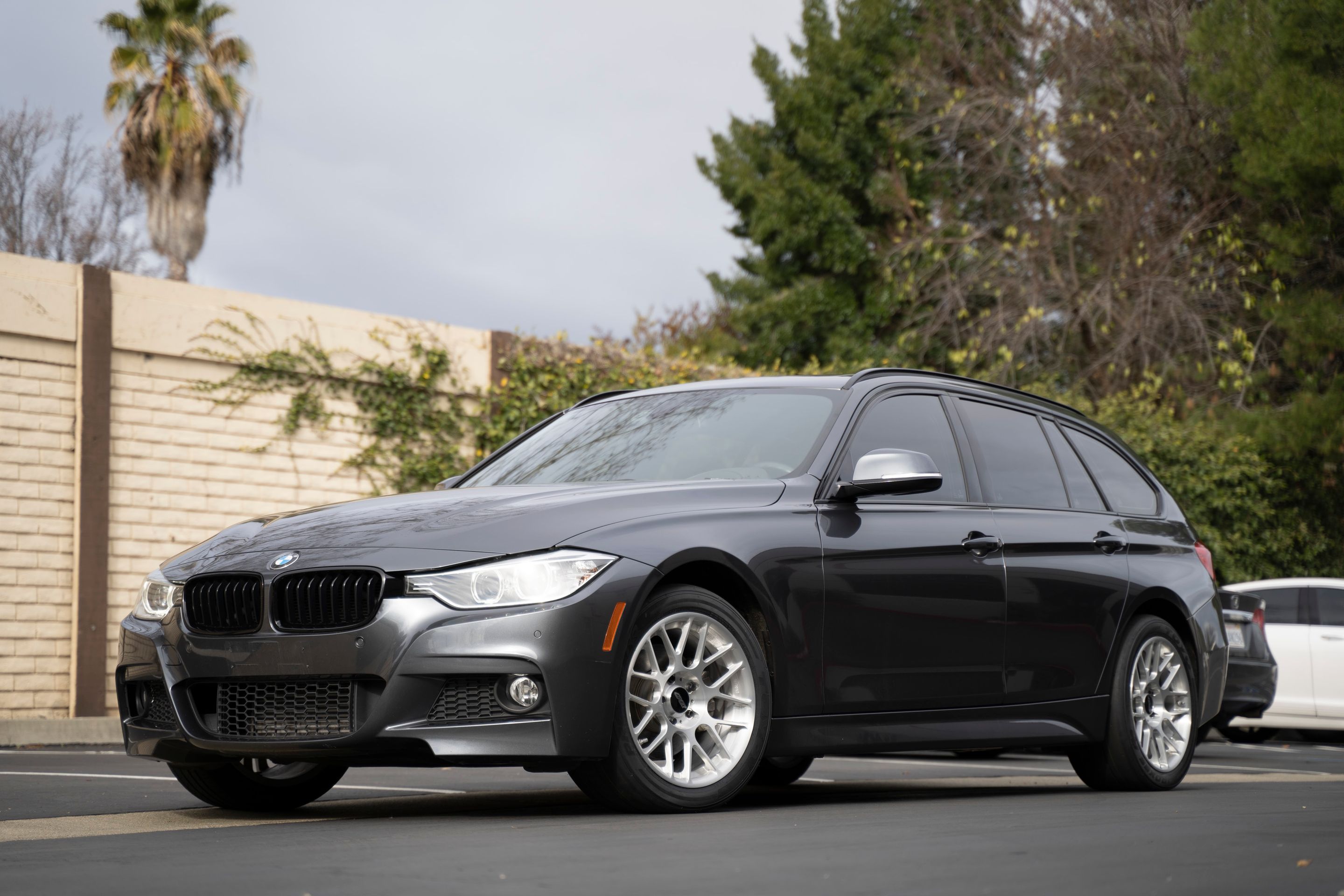 Grey BMW F31 Wagon 3 Series with 17" ARC-8R Apex wheels in Brushed Clear