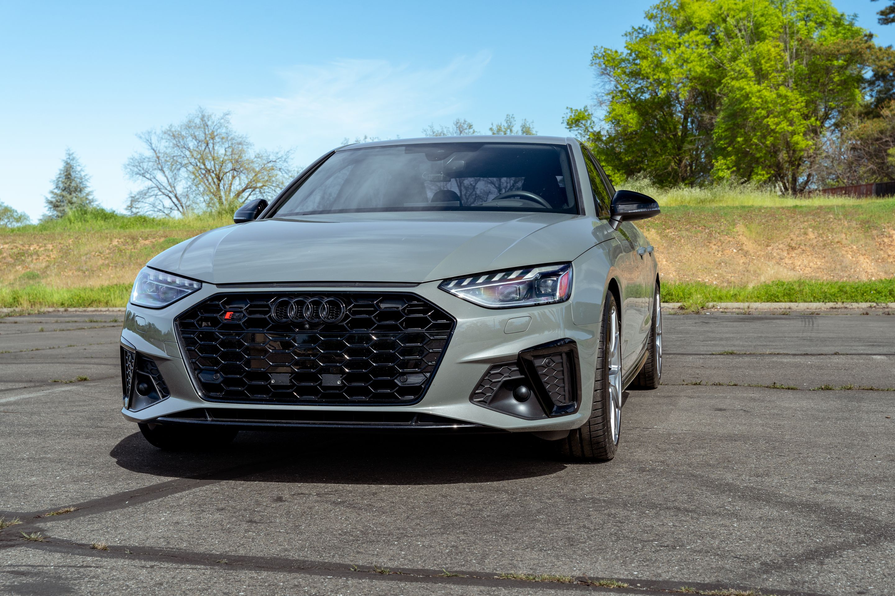Grey Audi B9 S4 with 19" VS-5 Apex wheels in Hyper Black
