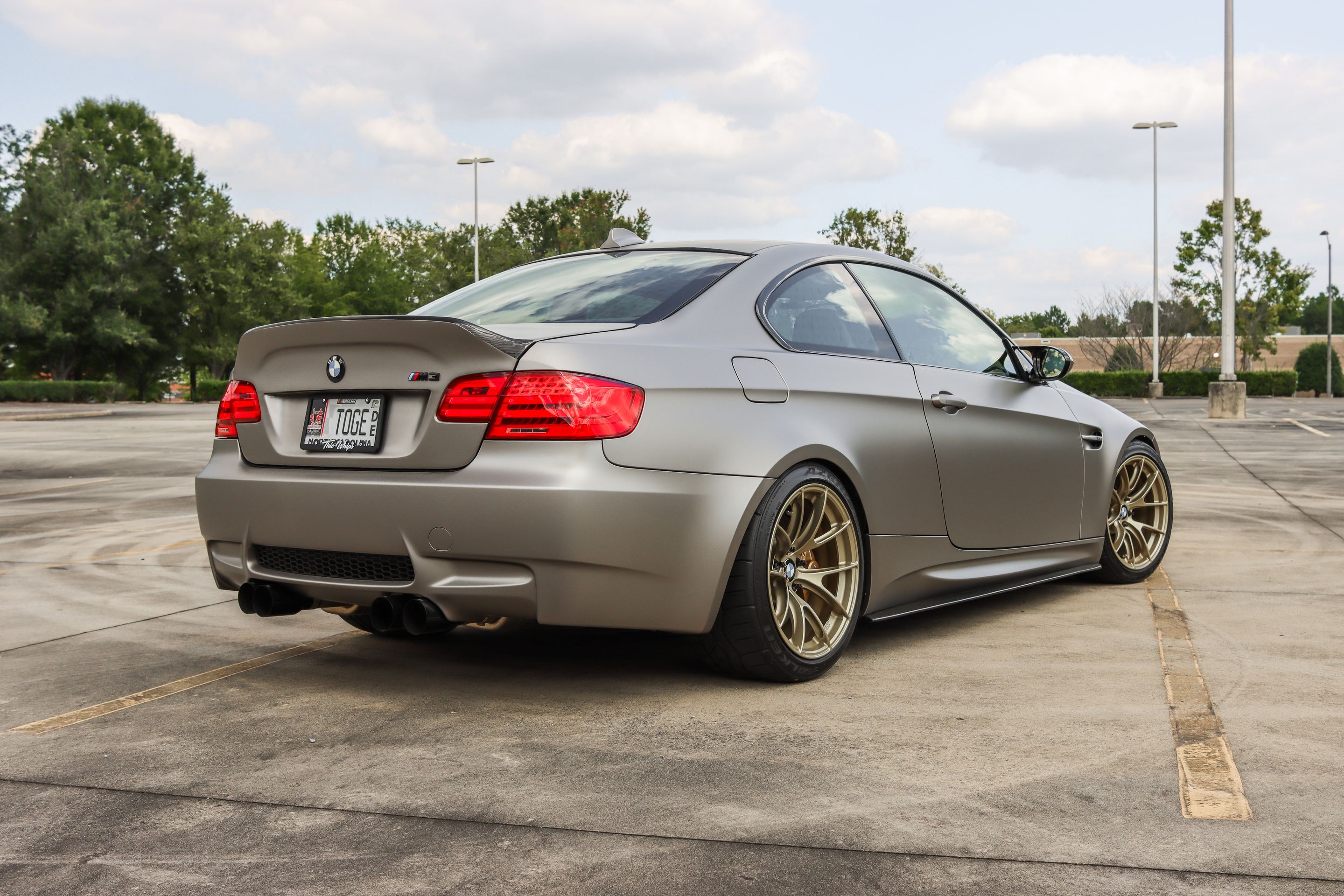 Grey BMW E92 Coupe M3 with 18" VS-5RS Apex wheels in Motorsport Gold