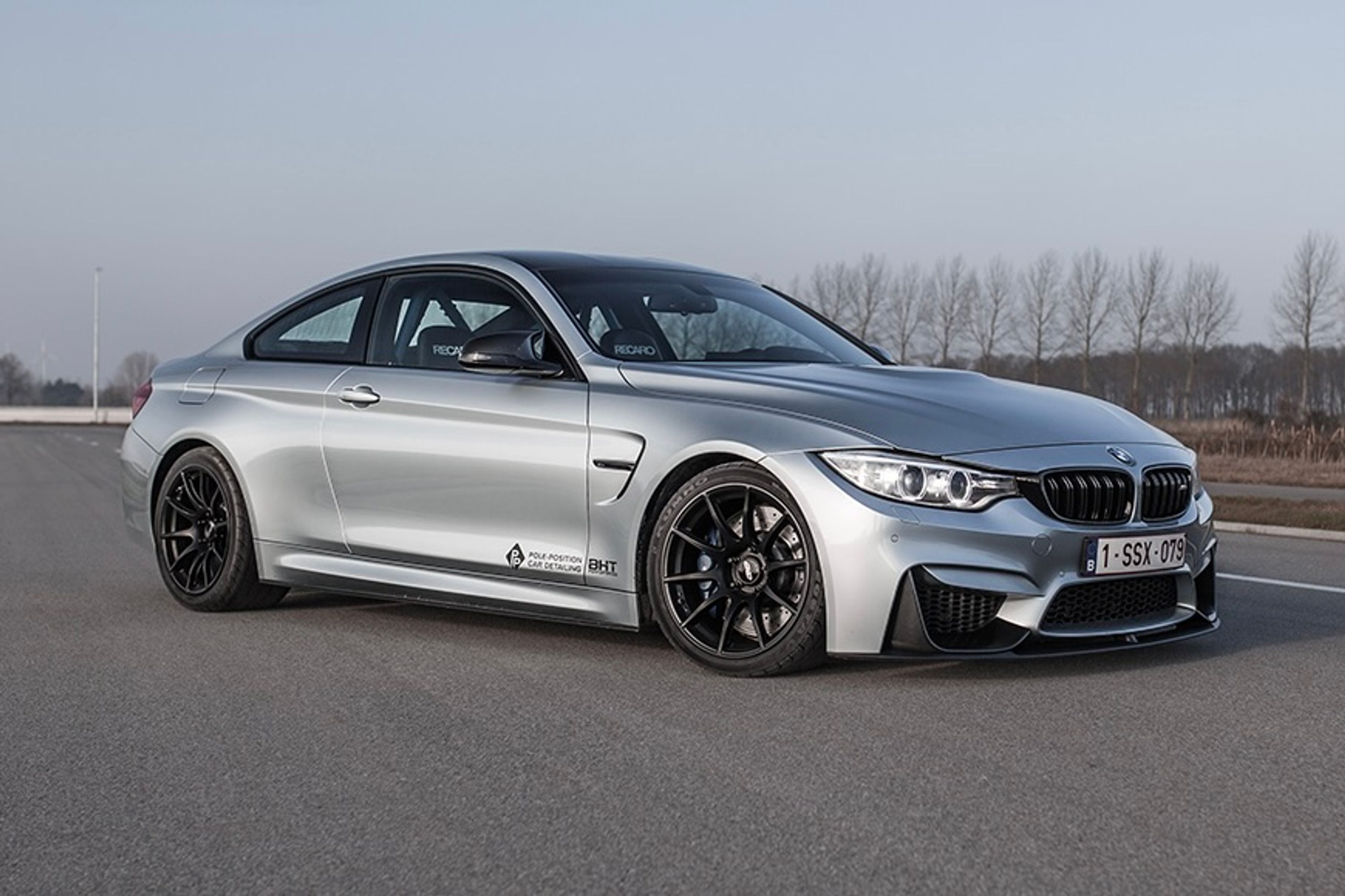 Silver BMW F82 Coupe M4 with 18" SM-10 Apex wheels in Satin Black