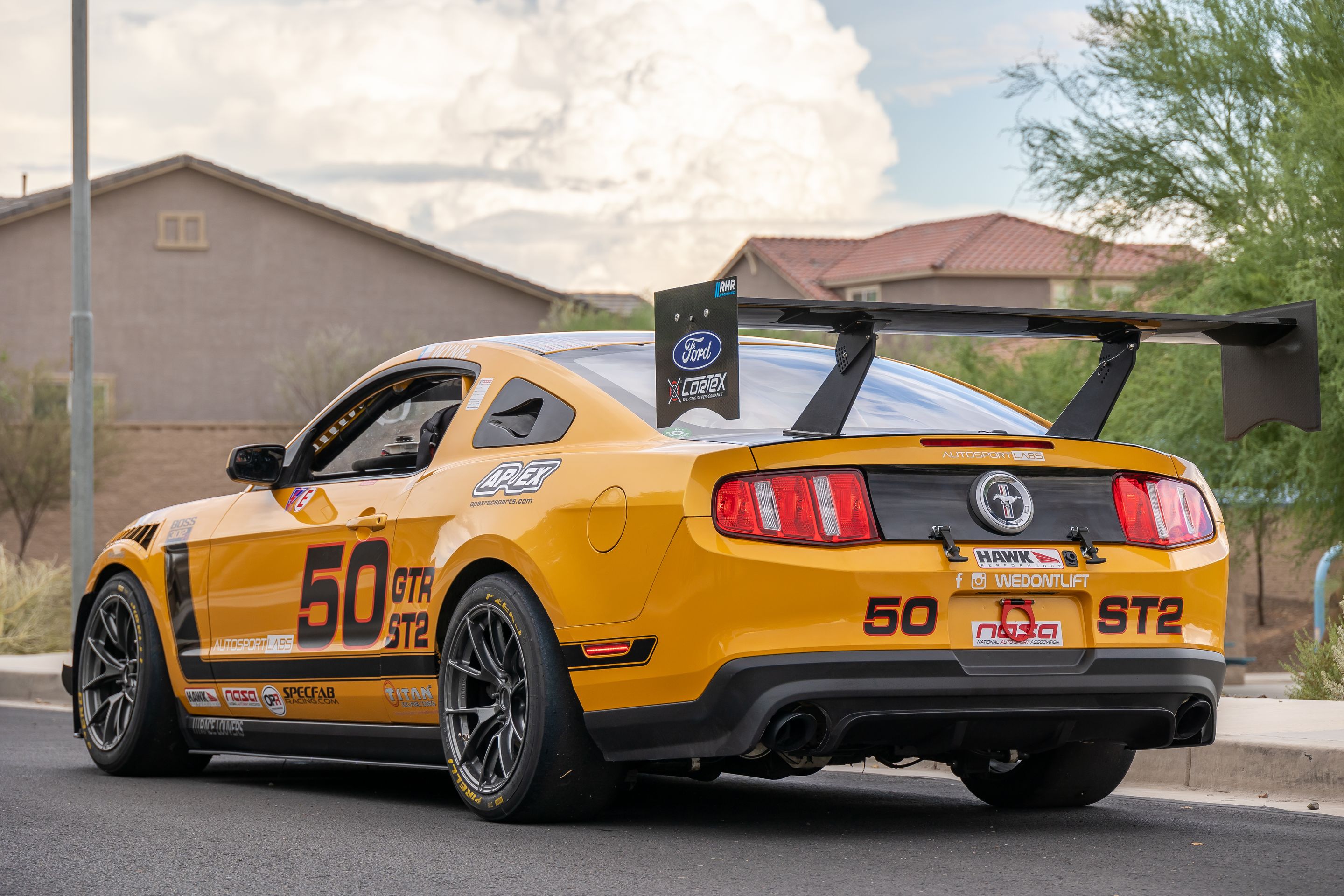 Yellow Ford S197 Mustang GT with 18" VS-5RS Apex wheels in Anthracite