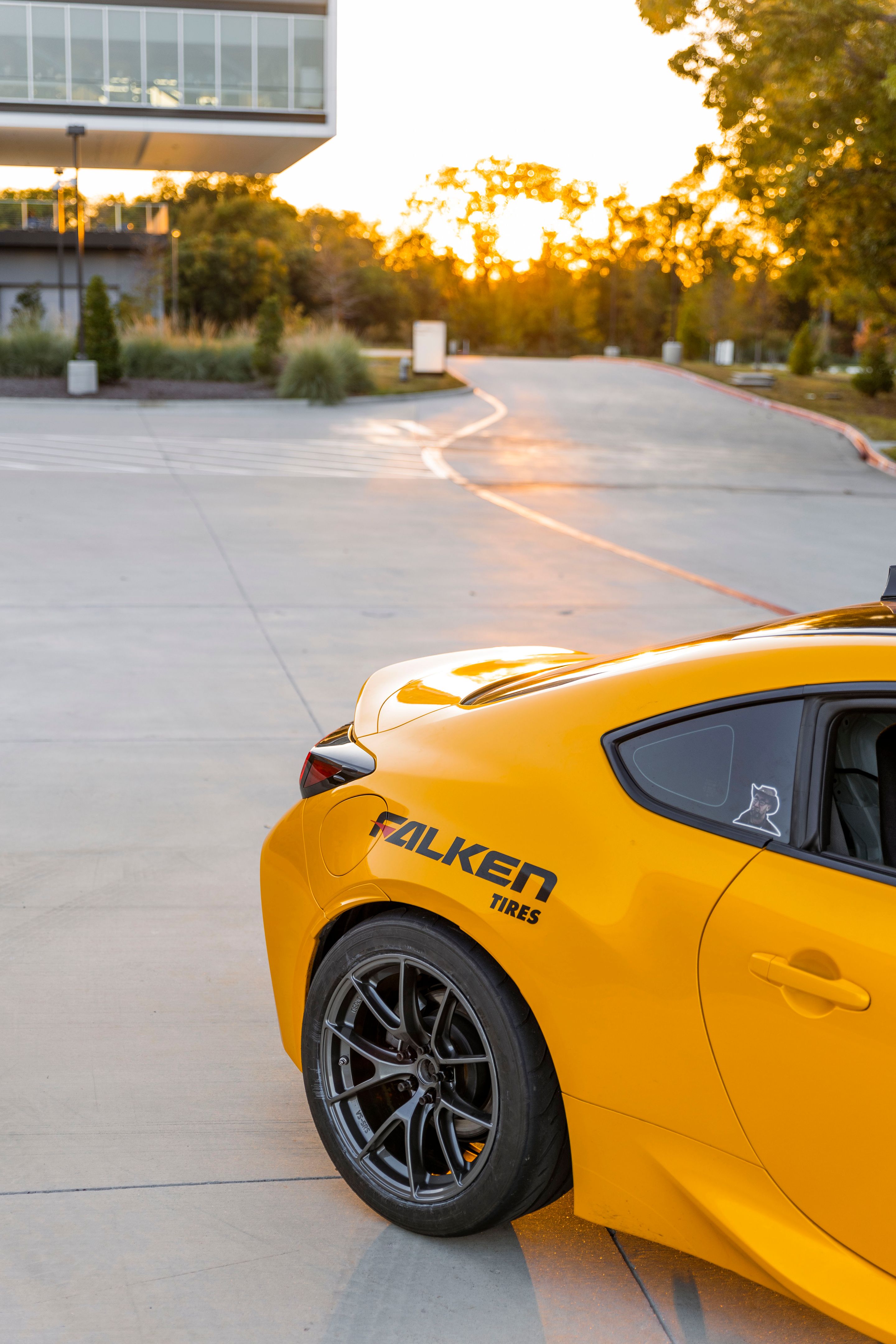 Yellow Toyota GR86 with 17" VS-5RS Apex wheels in Anthracite