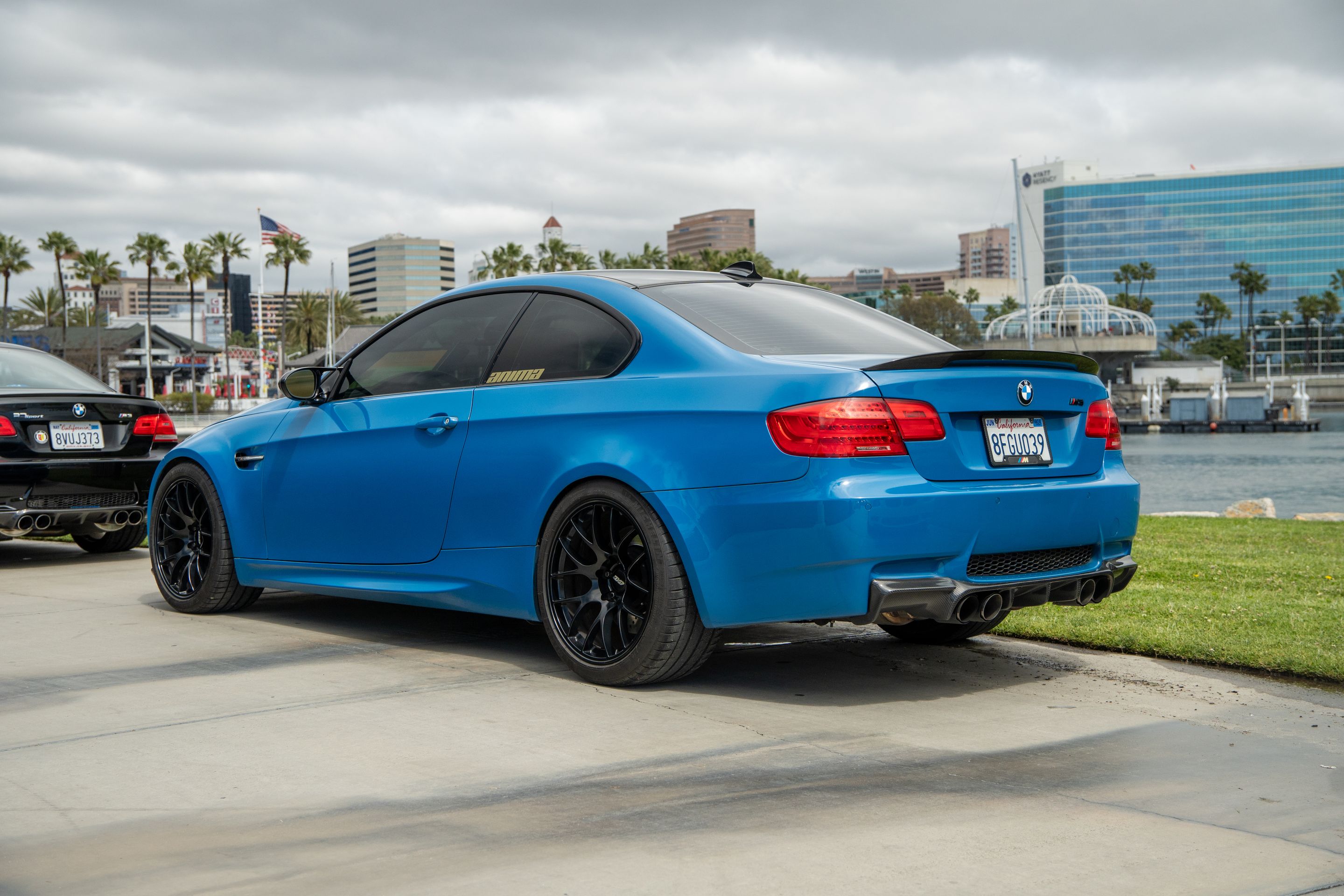 Blue BMW E92 Coupe M3 with 19" EC-7 Apex wheels in Satin Black