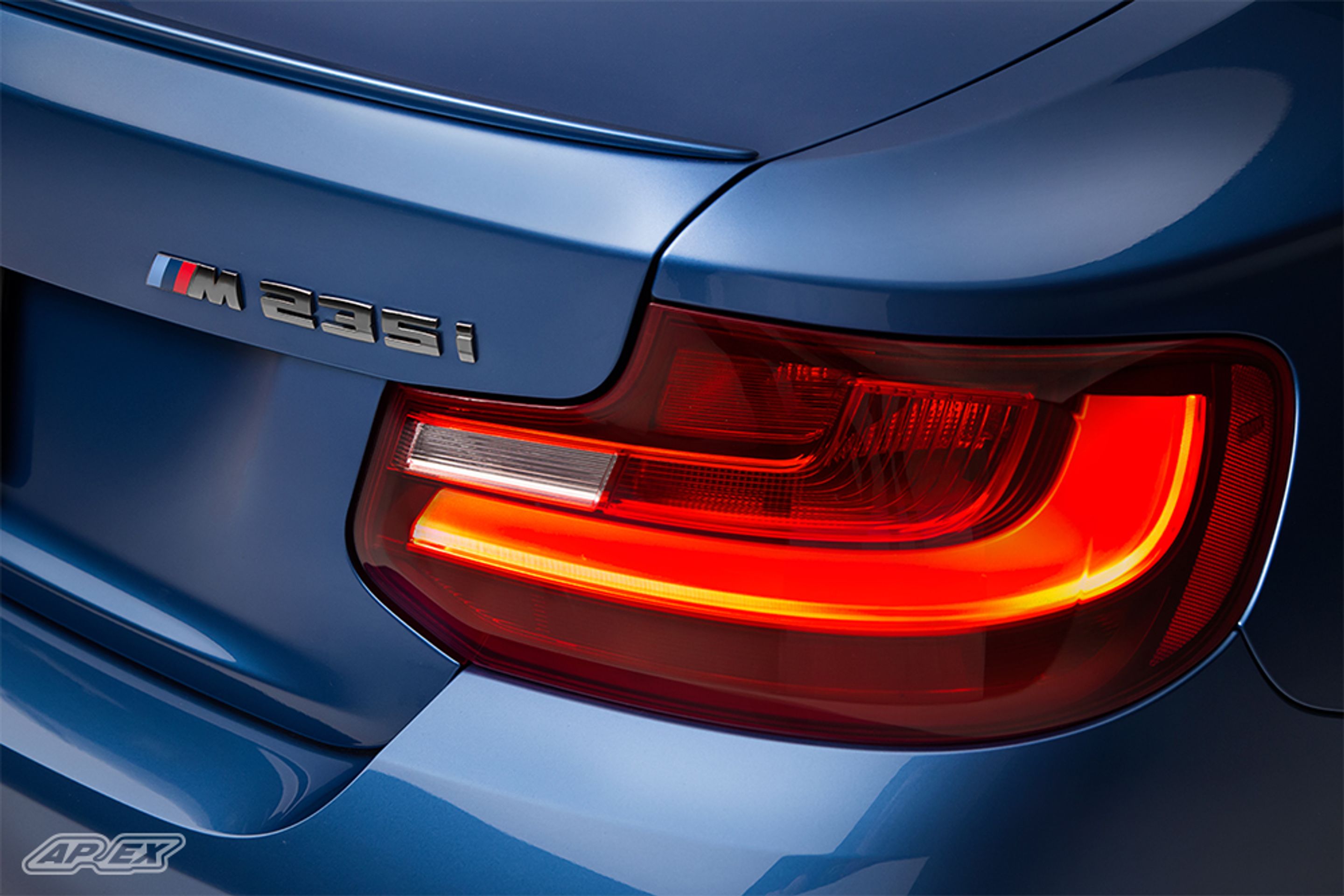 Blue BMW F22 Coupe 2 Series with 18" EC-7 Apex wheels in Race Silver