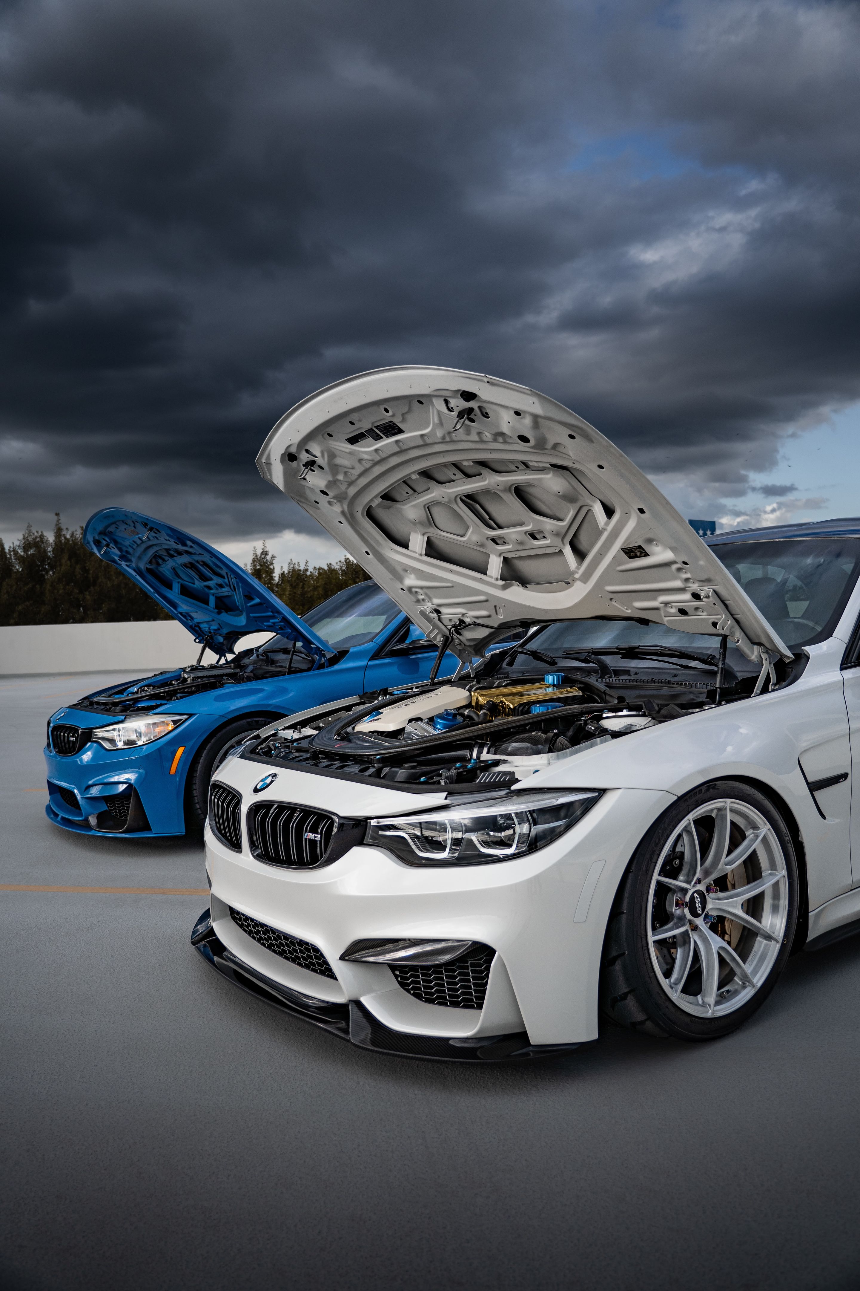 White BMW F80 M3 with 19" VS-5RS Apex wheels in Brushed Clear