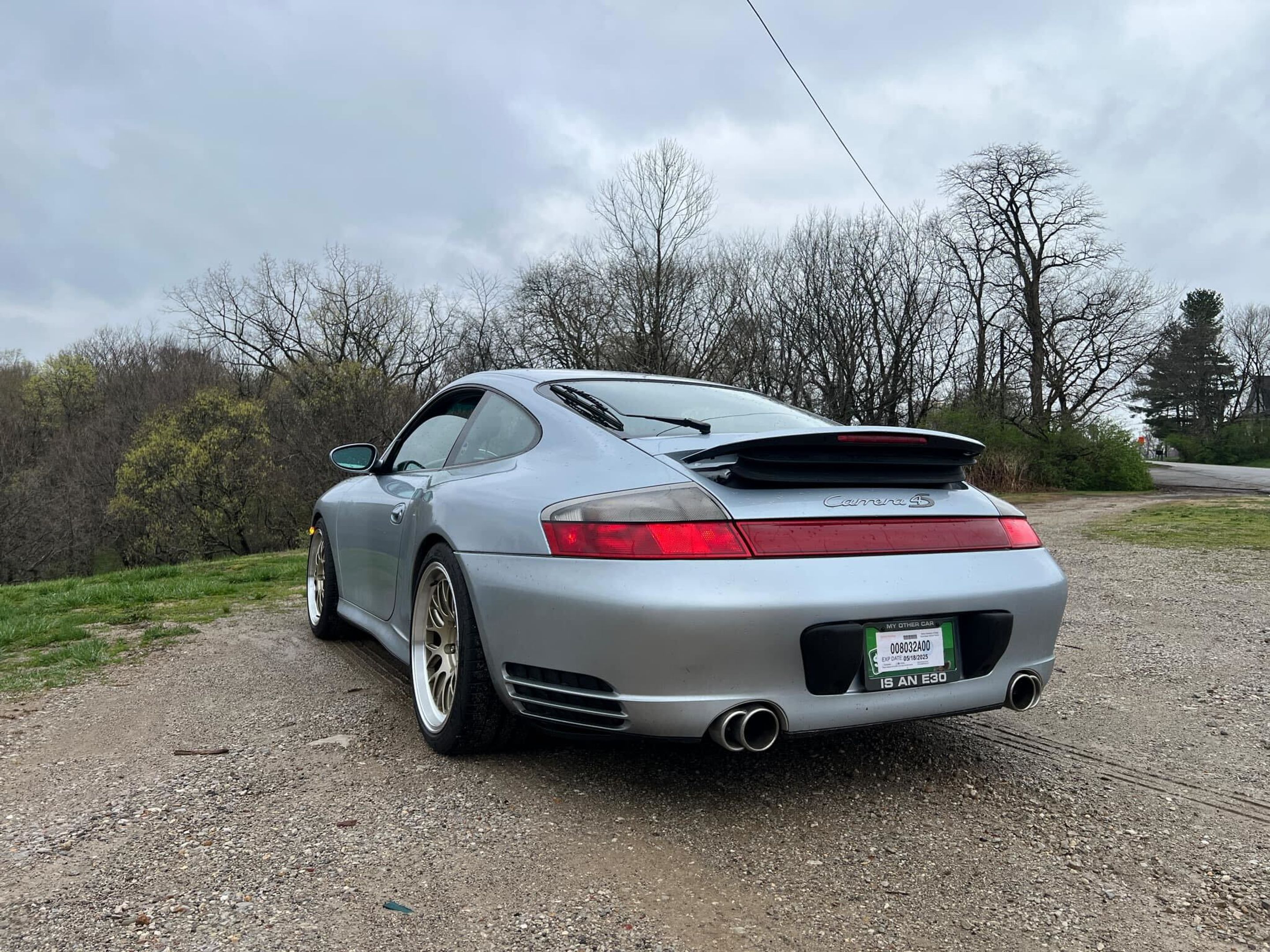Silver Porsche 911 996 Carrera 4S with 18" ML-10RT Apex wheels in Machined Lip Gloss Motorsport Gold