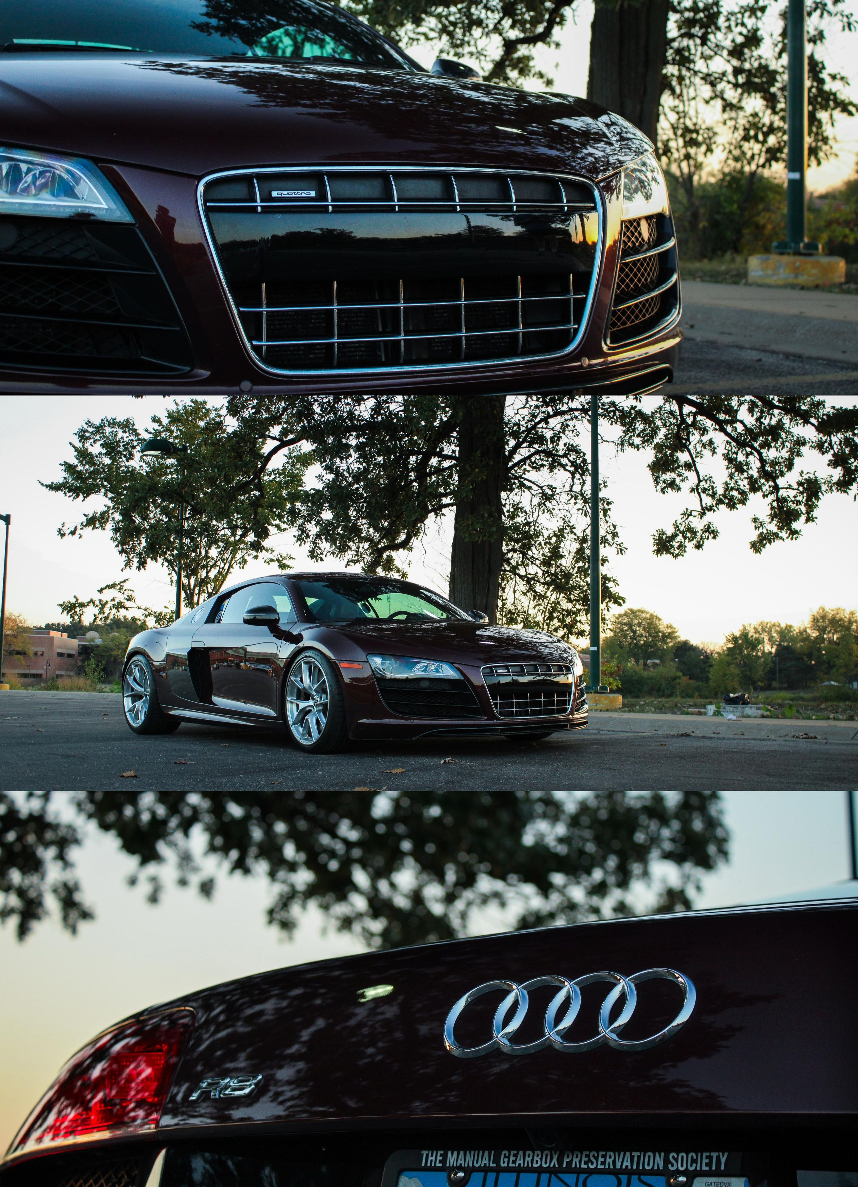 Purple Audi Gen 1 R8 with 19" VS-5RS Apex wheels in Brushed Clear