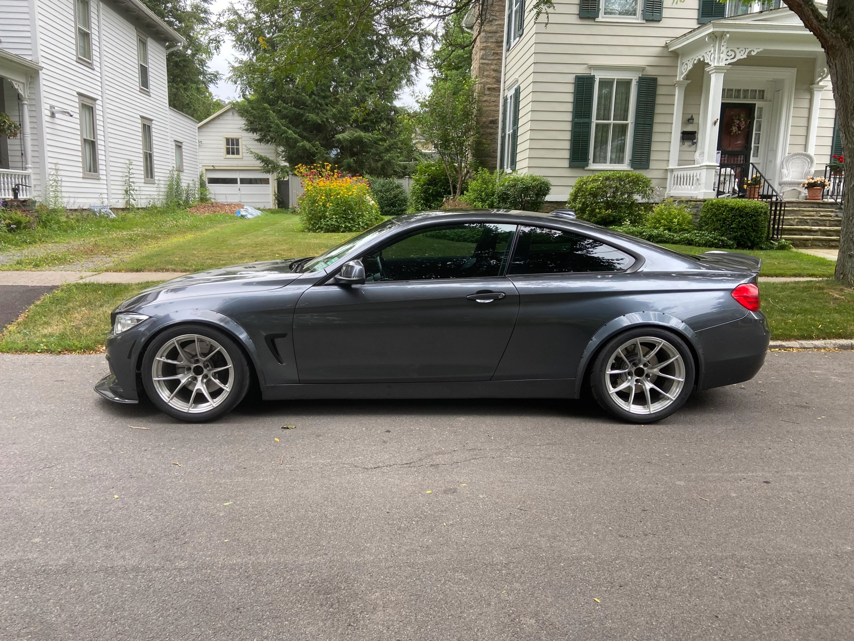 Grey BMW F32 Coupe 4 Series with 18" VS-5RS Apex wheels in Brushed Clear