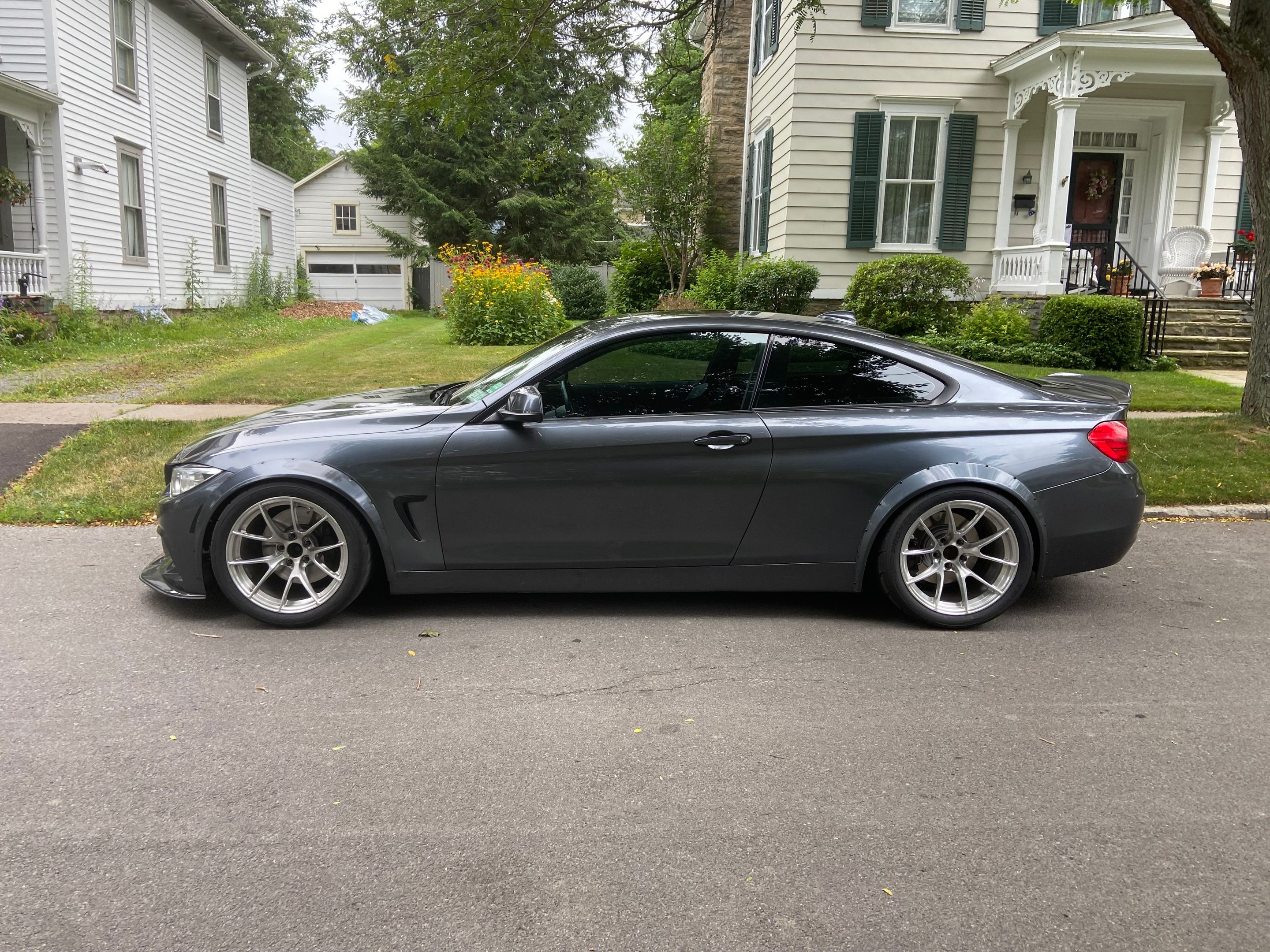 Grey BMW F32 Coupe 4 Series with 18" VS-5RS Apex wheels in Brushed Clear