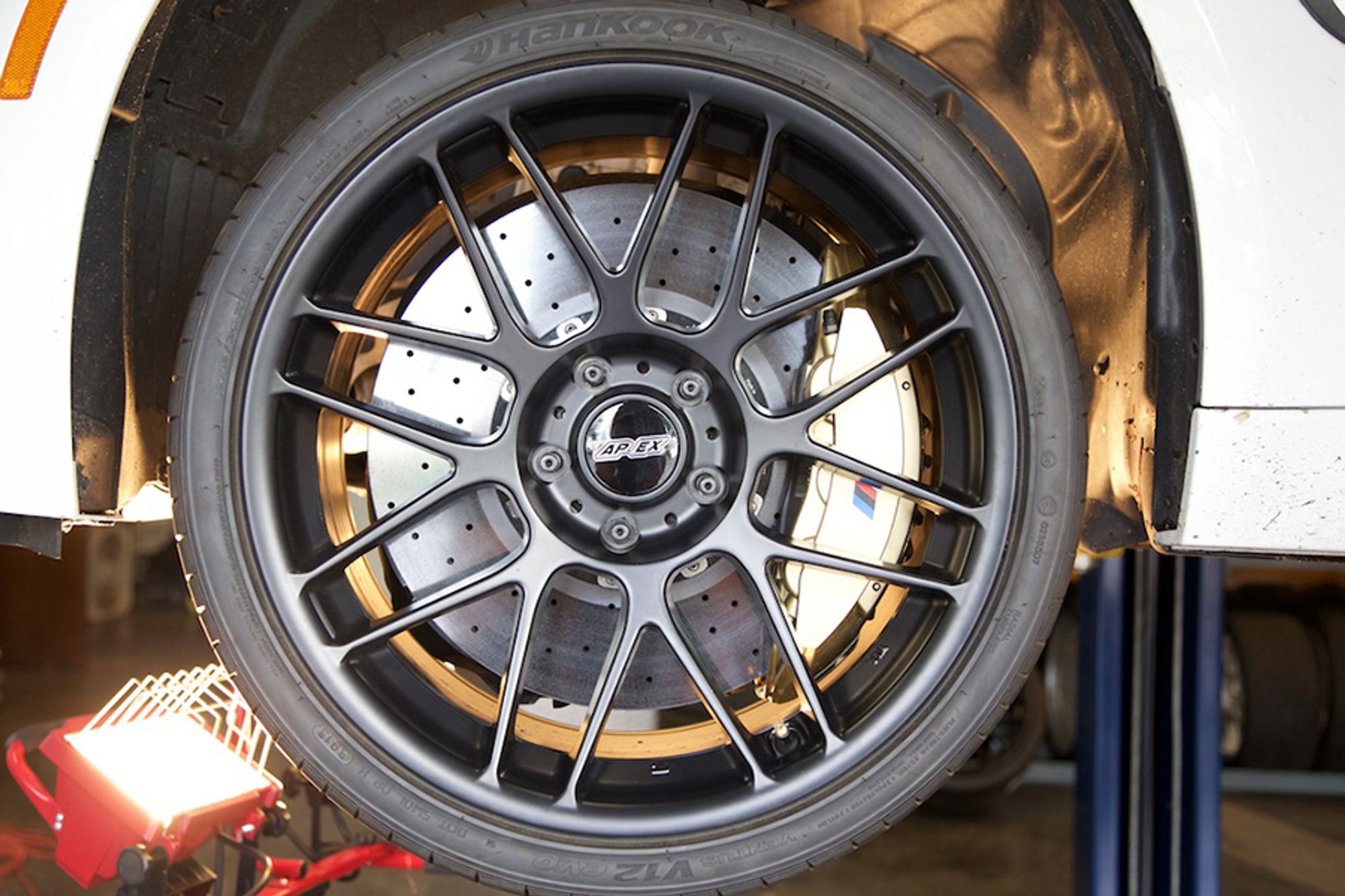 White BMW F80 M3 with 19" ARC-8 Apex wheels in Satin Black