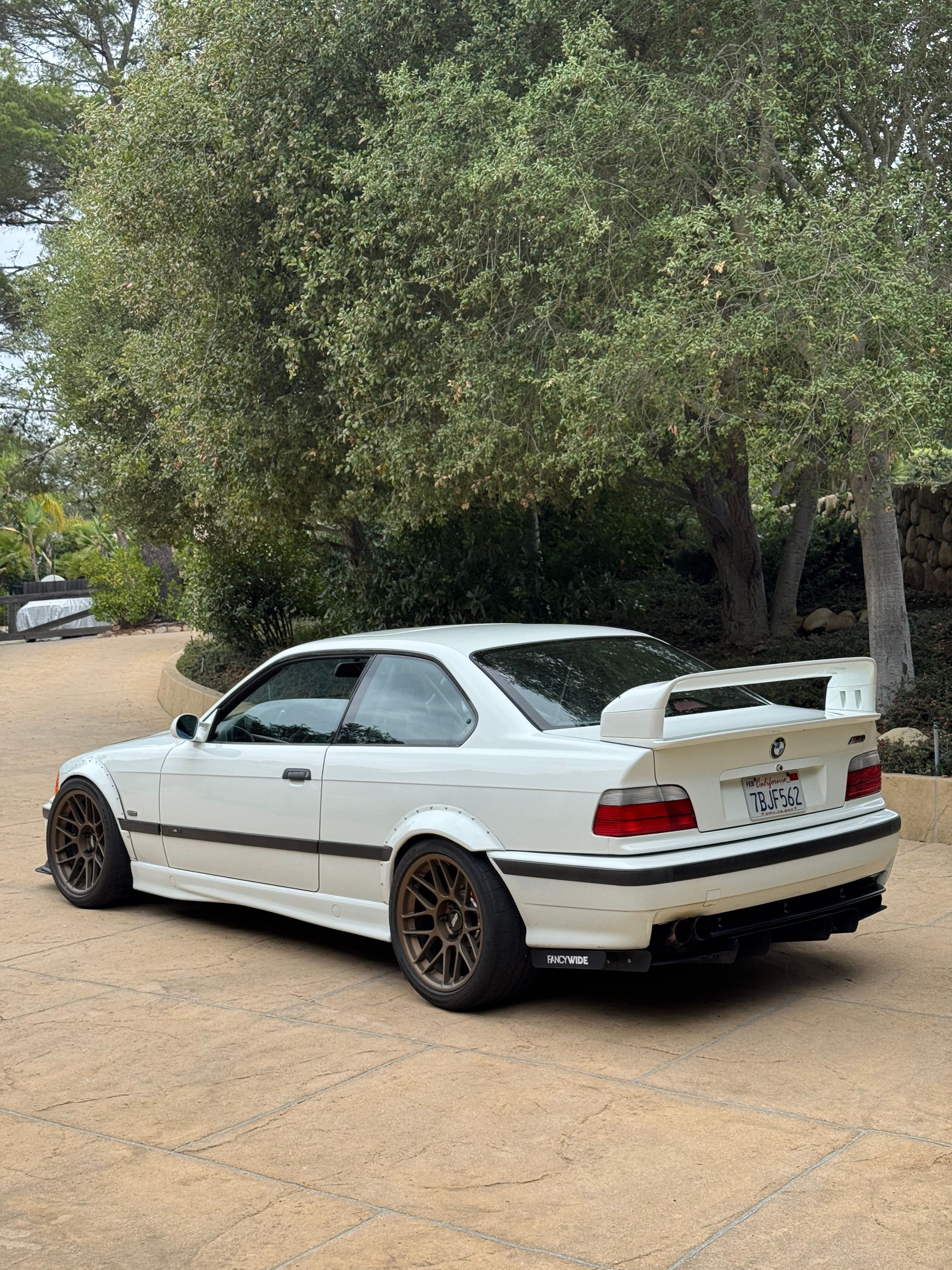 White BMW E36 M3 with 18" ARC-8 Apex wheels in Satin Bronze
