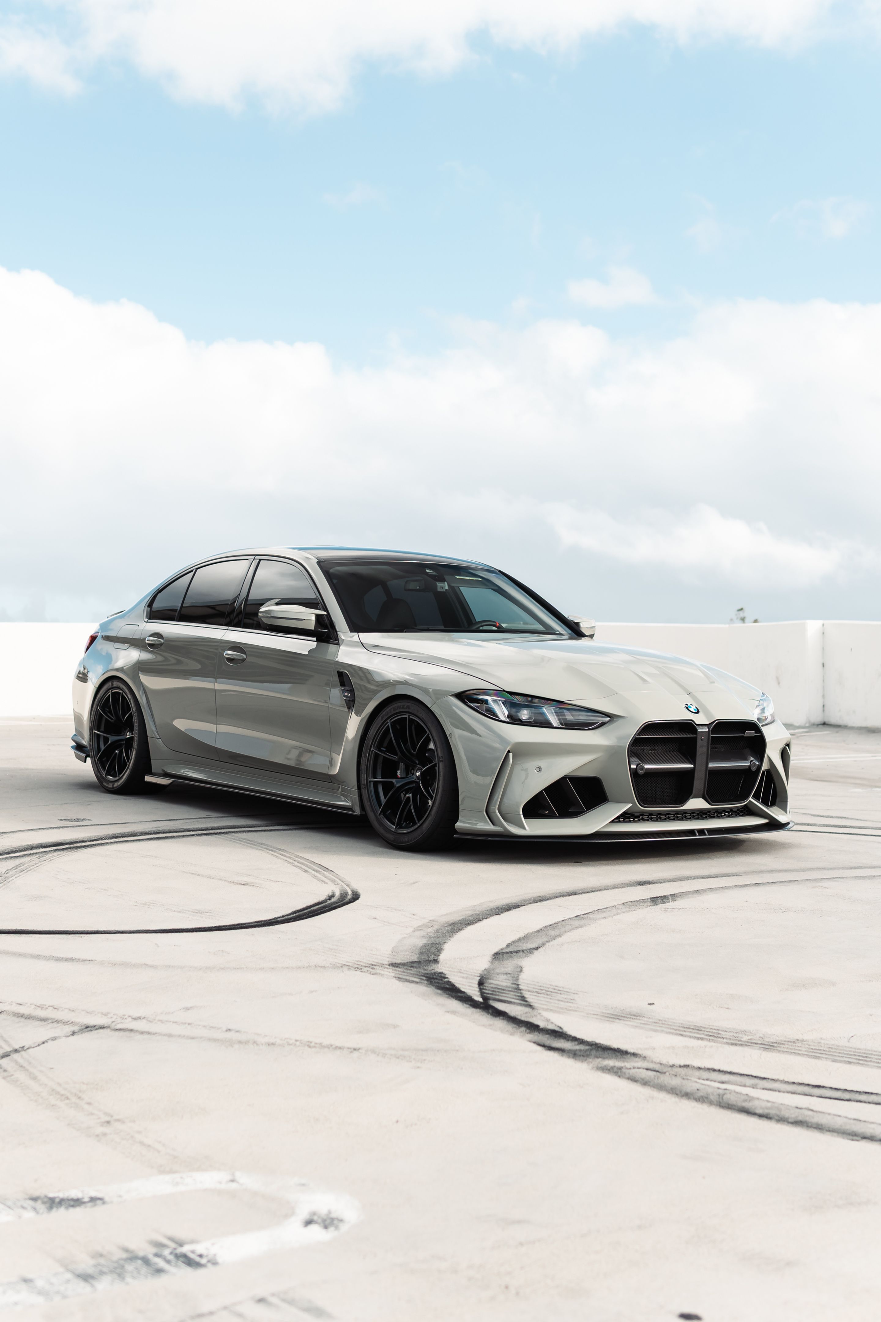 Grey BMW G80 M3 with 19" VS-5RS Apex wheels in Satin Black