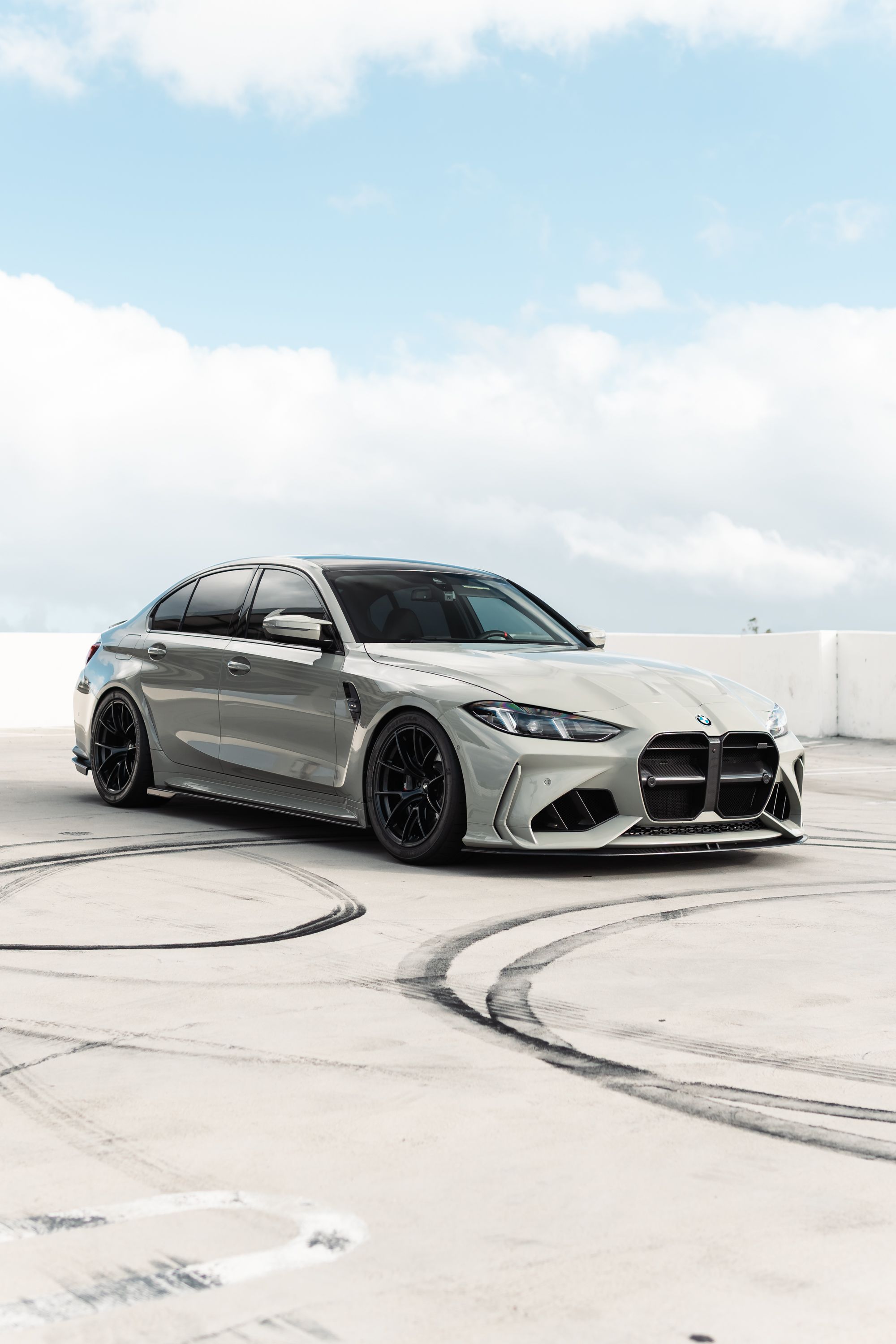 Grey BMW G80 M3 with 19" VS-5RS Apex wheels in Satin Black