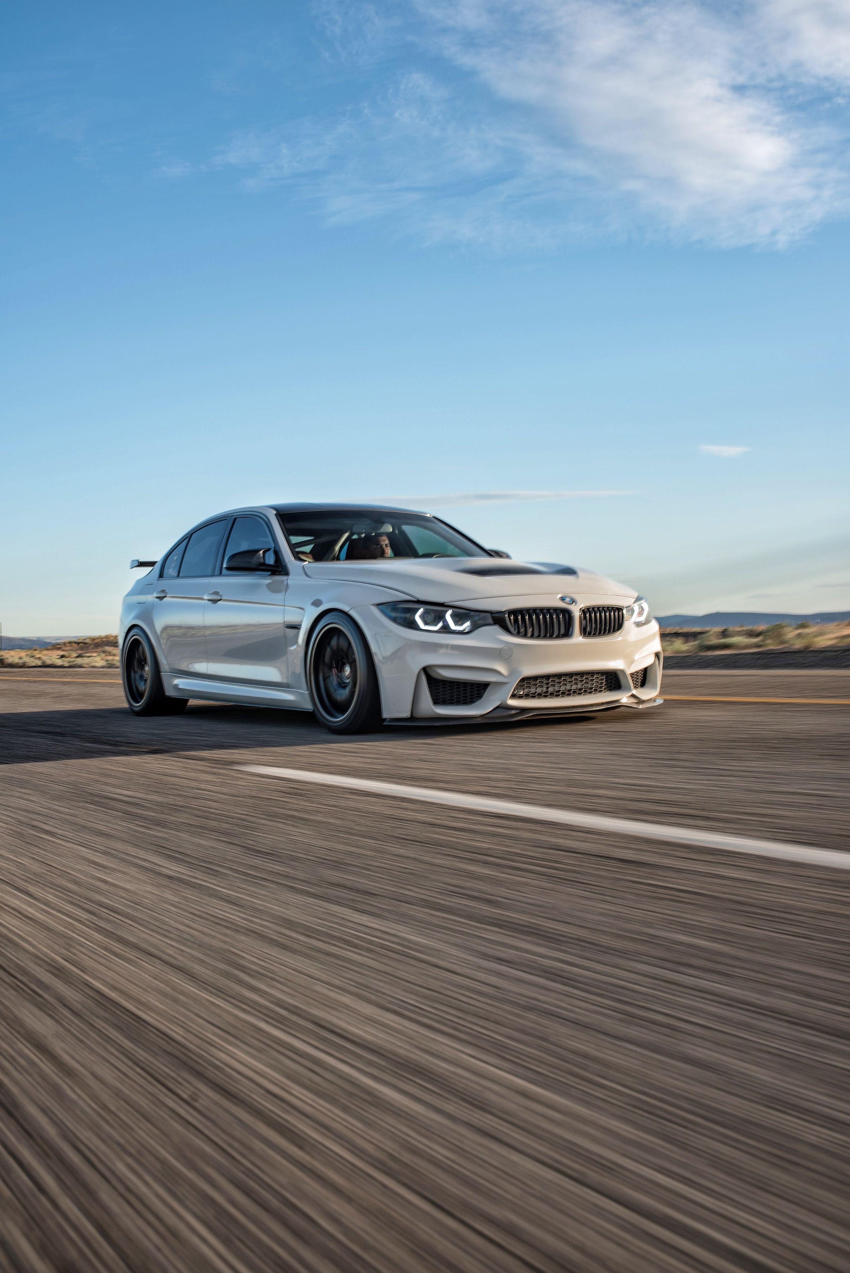 White BMW F80 M3 with 18" FL-5 Apex wheels in Satin Black