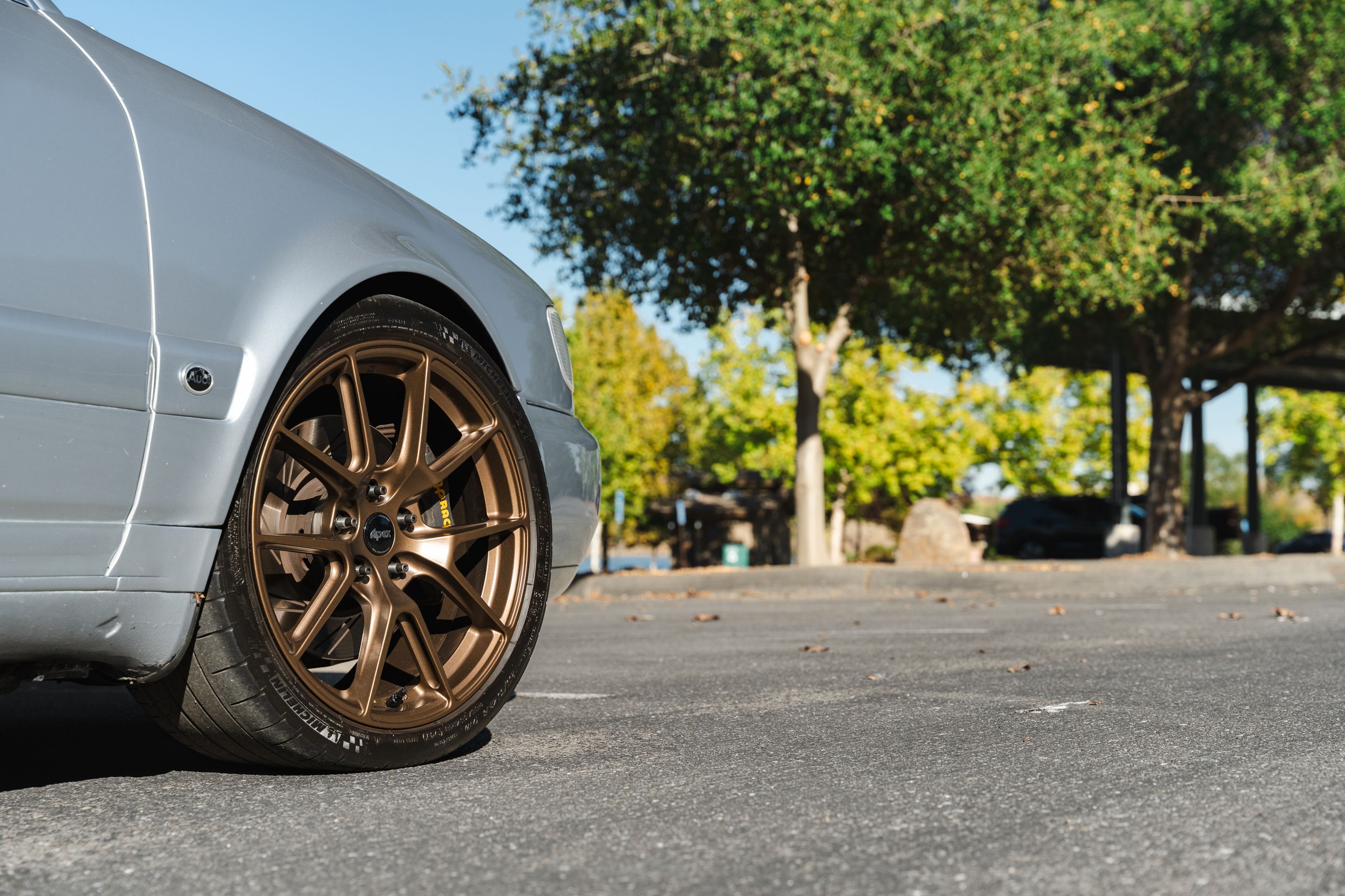 Silver Audi C4 S6 Avant/Wagon with 18" VS-5 Apex wheels in Satin Bronze