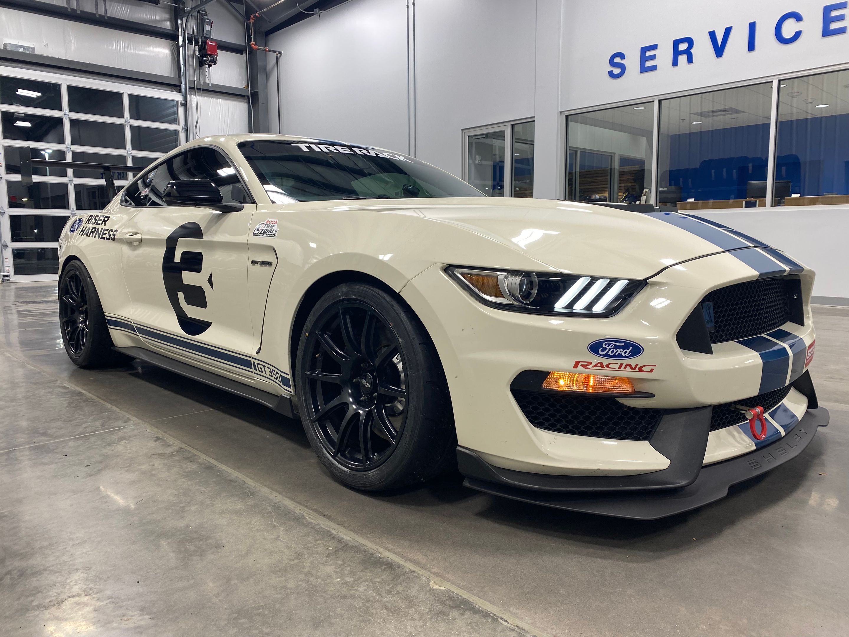 White Ford S550 Mustang GT350 with 19" SM-10 Apex wheels in Satin Black