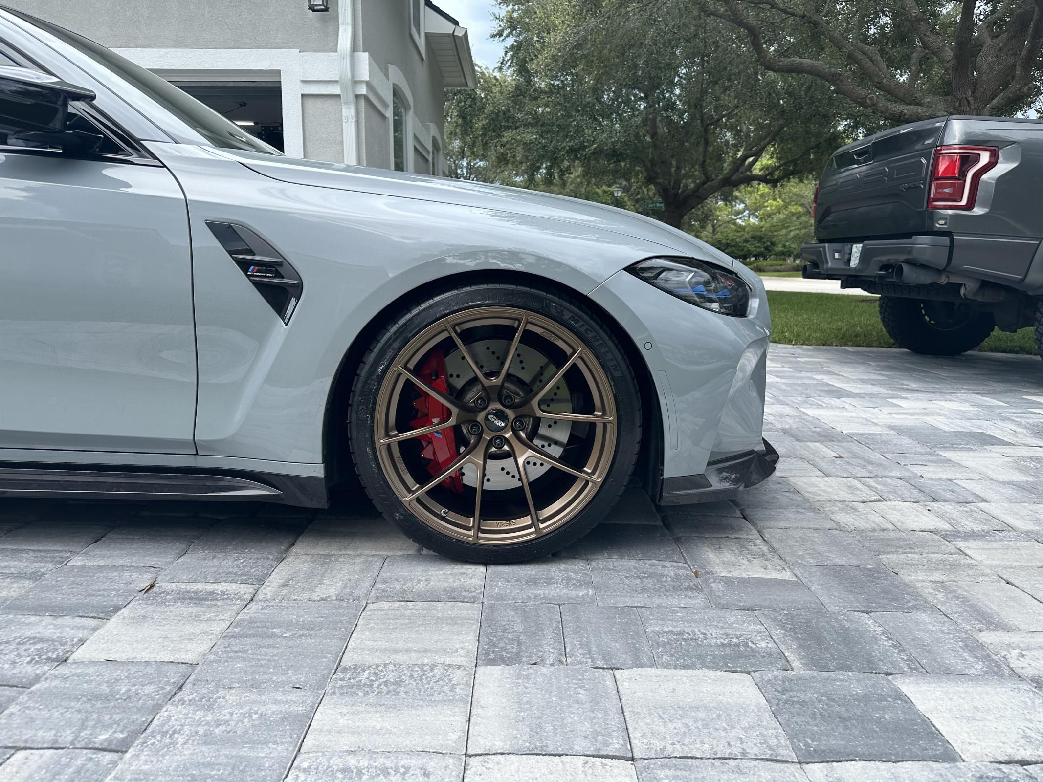 Grey BMW G80 M3 with 20" VS-5RS Apex wheels in Satin Bronze