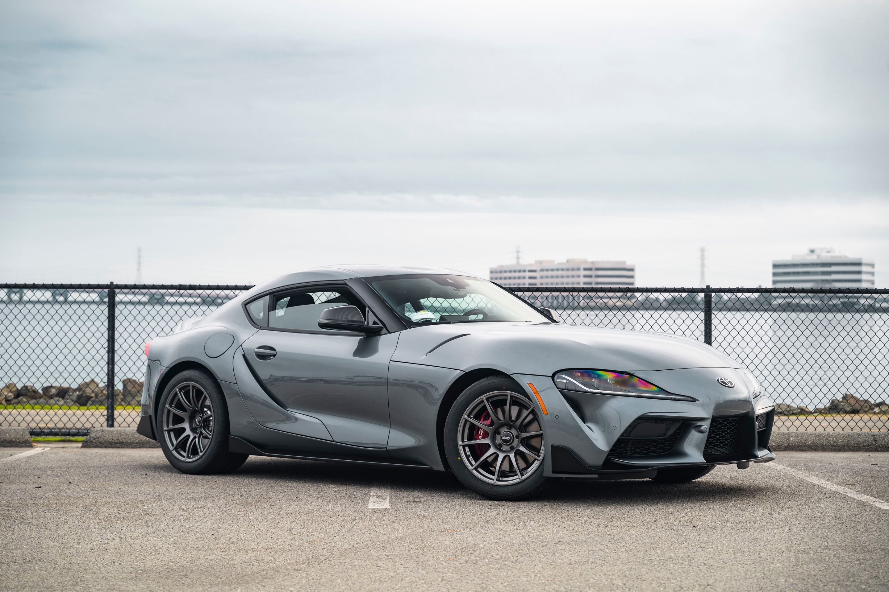 Grey Toyota GR Supra with 18" SM-10 Apex wheels in Anthracite