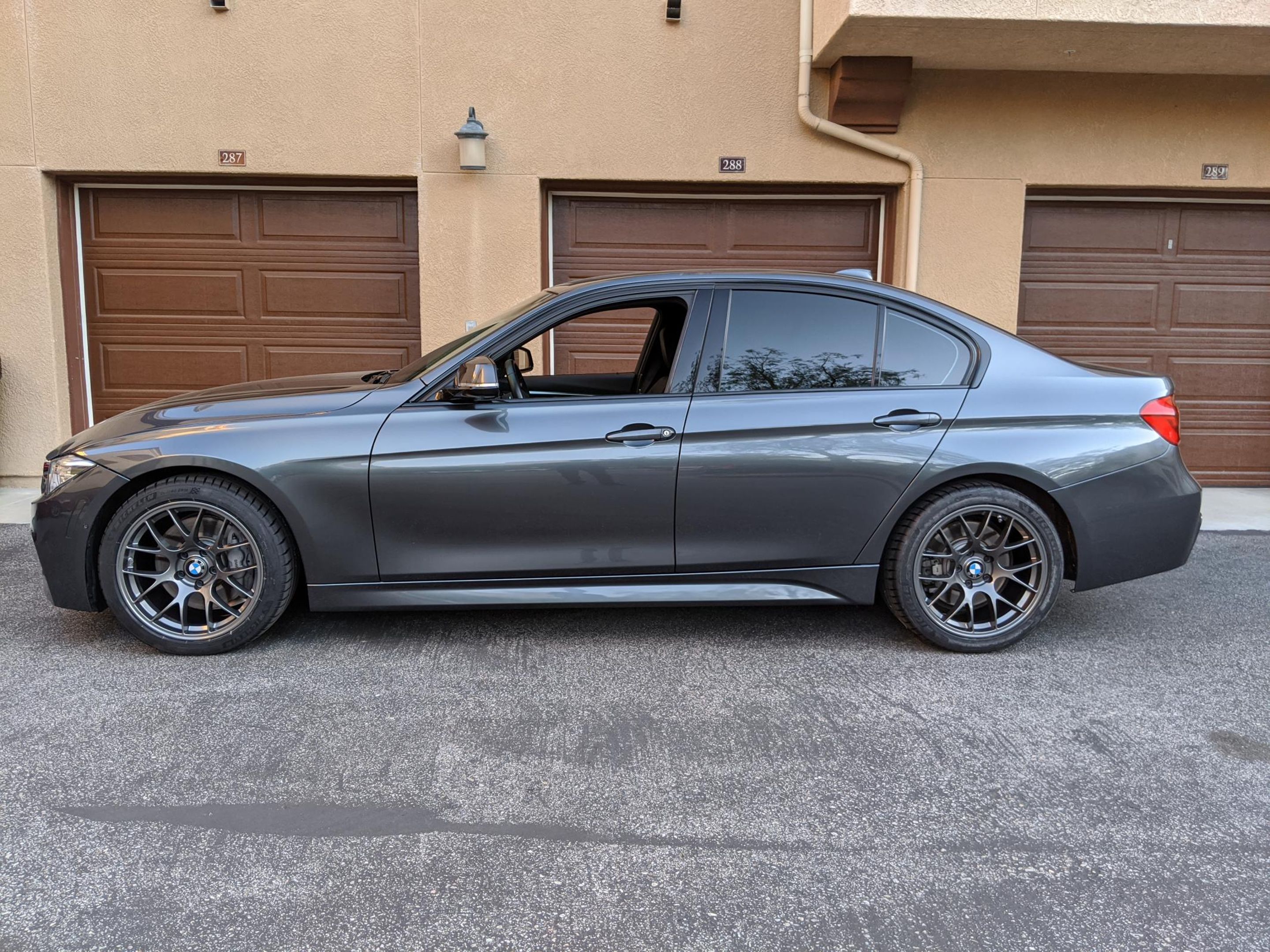 Grey BMW F30 Sedan 3 Series with 18" EC-7 Apex wheels in Anthracite